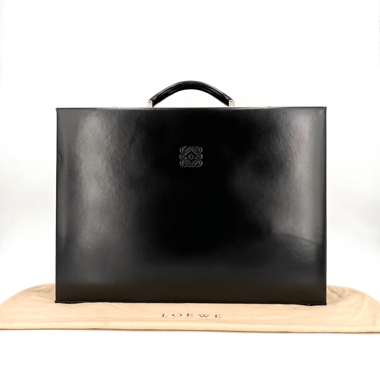 LOEWE Anagram Attache Large Black Smooth Calfskin Password Lock US Ship