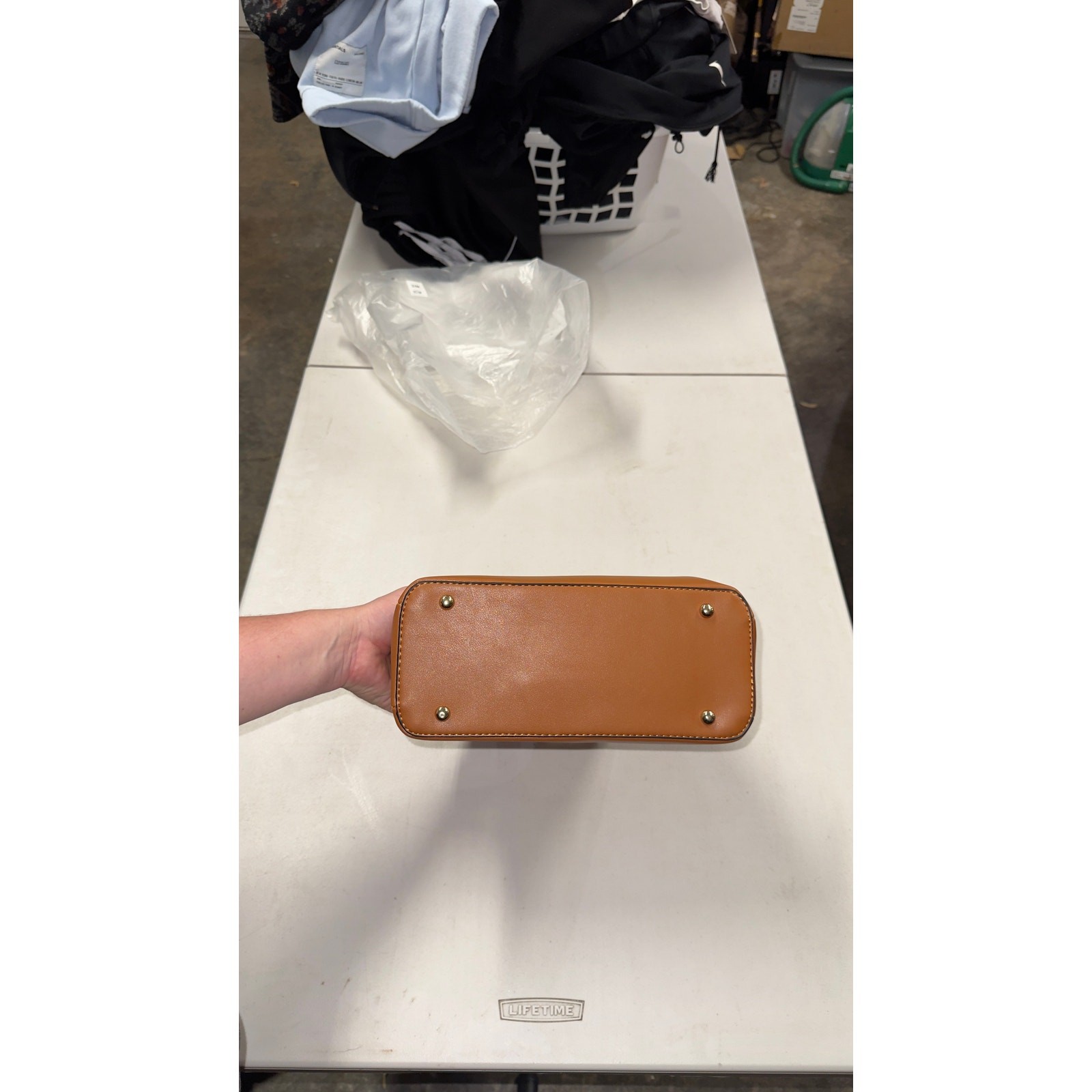 Fashion Queen Tan Structured Handbag with Removable Shoulder Strap