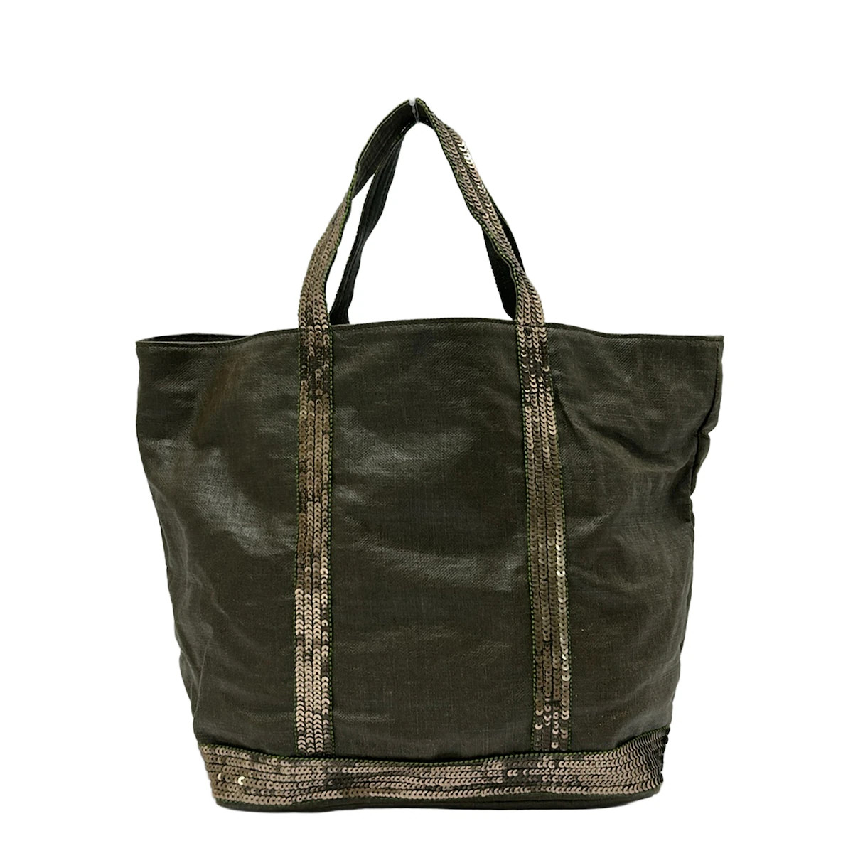 vanessa bruno Khaki Coated Canvas Sequins Tote Bag