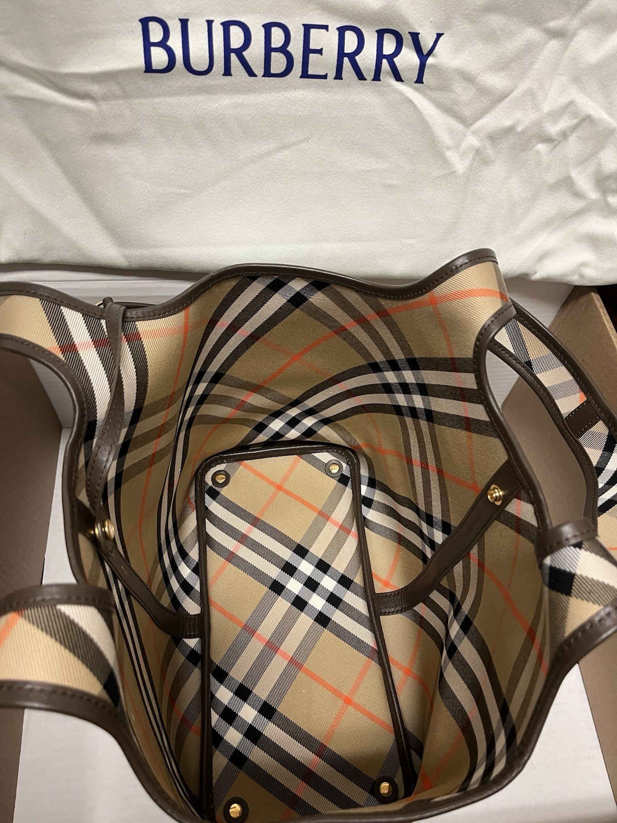 Burberry Small Check Cotton Twill Tote Bag Sand