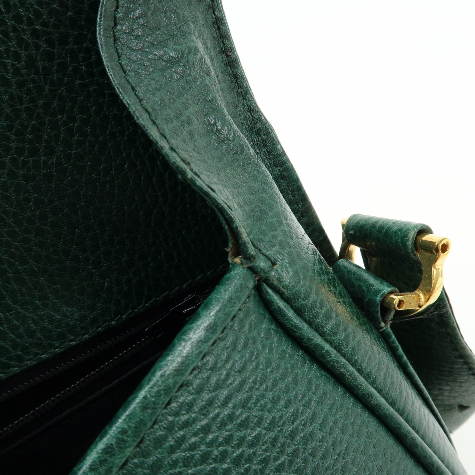 Cartier Must de Cartier Leather Flap Shoulder Bag Green Authentic Used F/S
