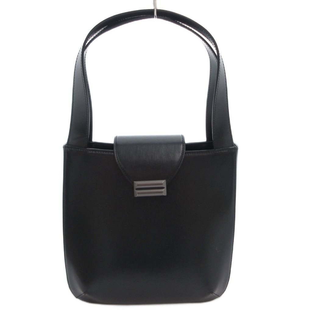 Bally BALLY handbag leather with plate logo magnet button black FF GY17 23a