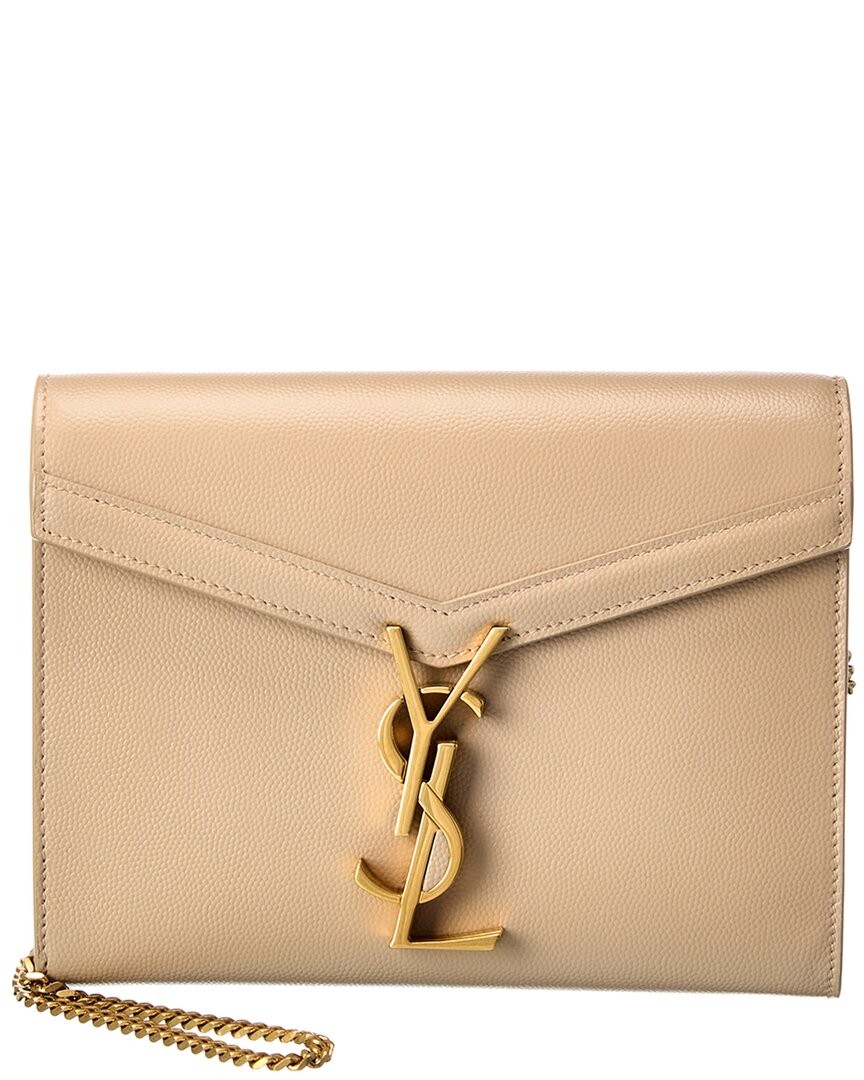 Saint Laurent Cassandra Leather Shoulder Bag Women’s Beige