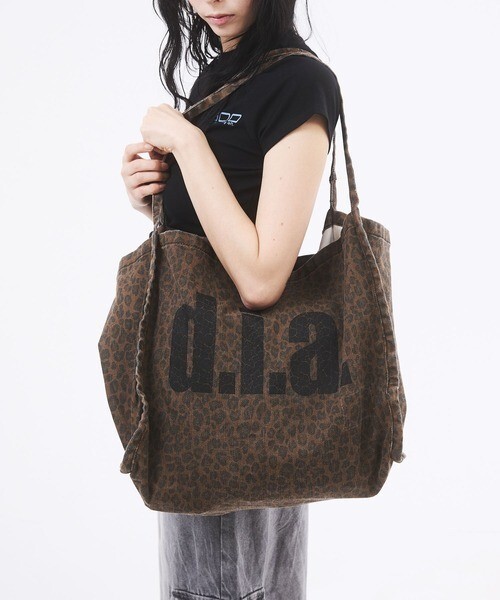 DIA d.i.a. Logo Print Leopard Tote Bag Beige W46 H32cm Japan New