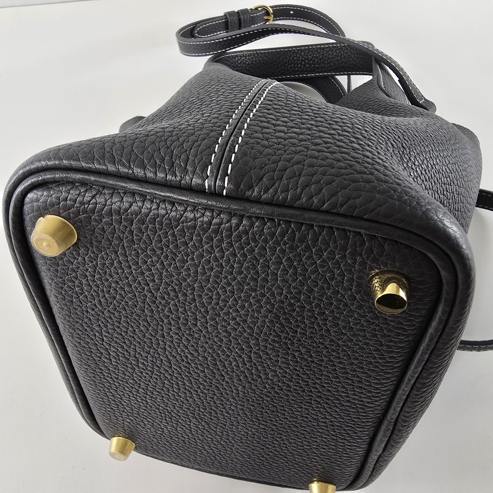 DUYP Josette Versatile Bucket Bag Grained Cowhide Leather Crossbody Bag NEW Gray