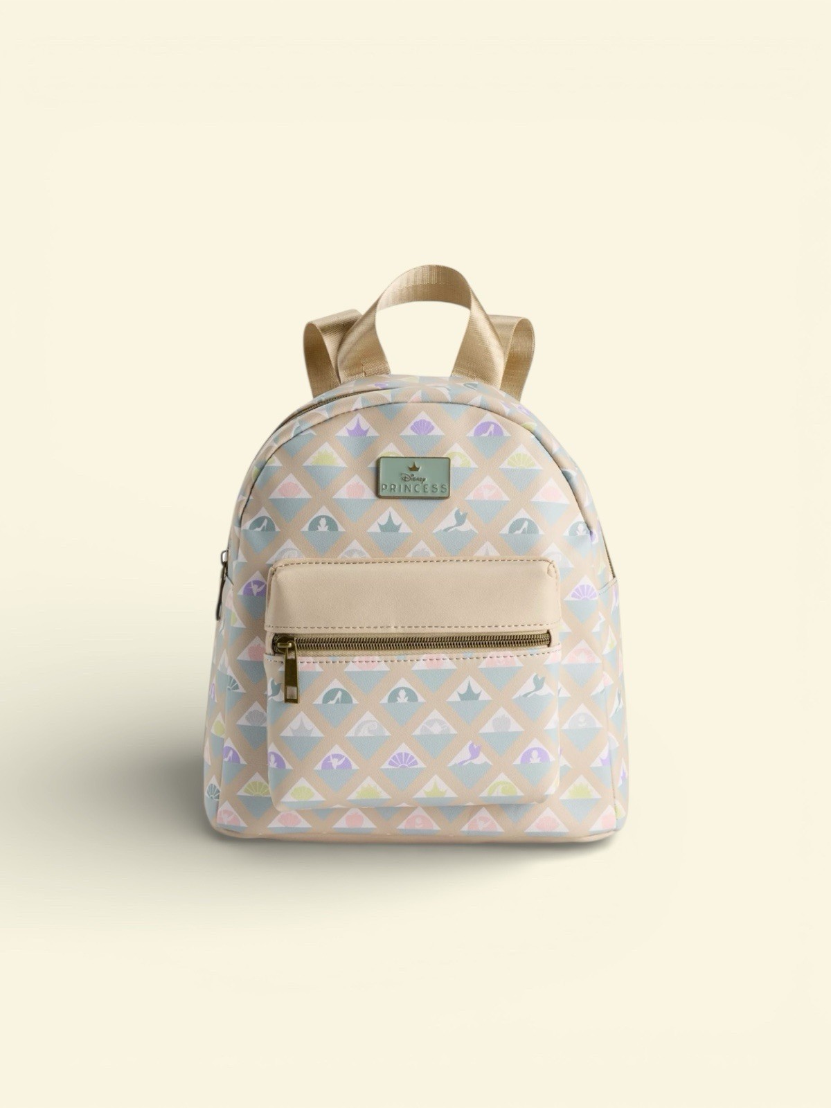 Disney Princesses All Over Print Mini Backpack Gold tone Adjustable straps