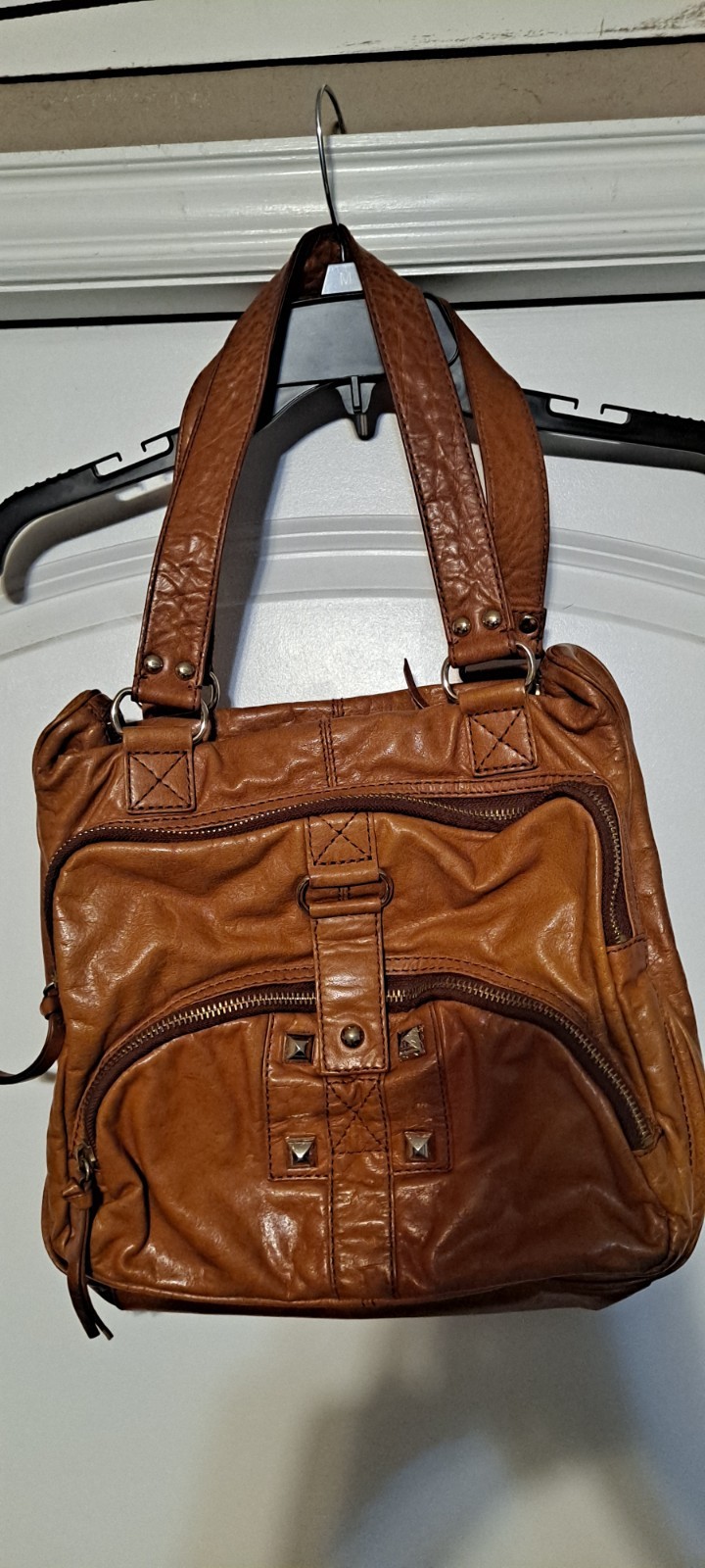 Gianni Bini Leather Bag Purse, Soft Golden Brown Leather, One Spot As Shown