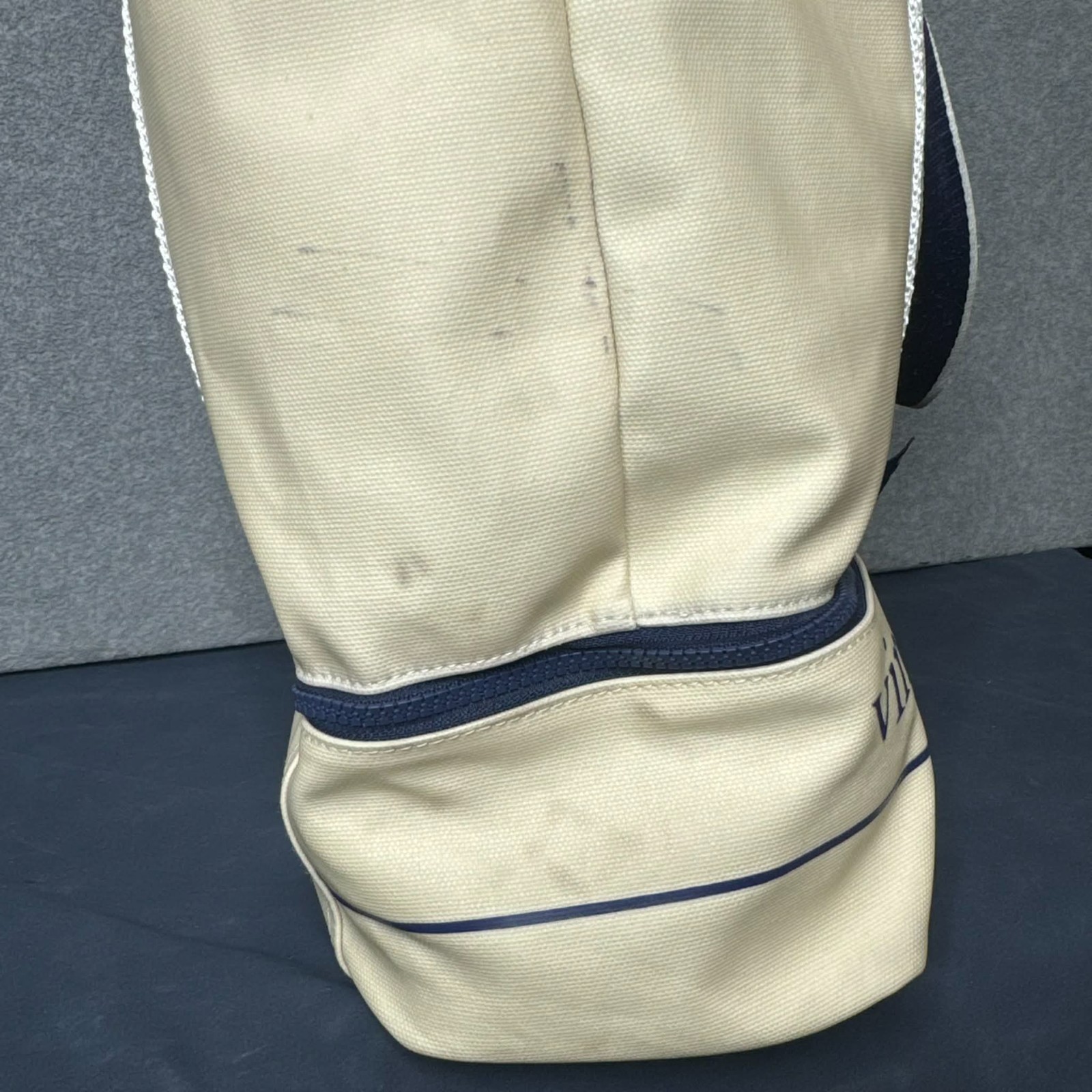 Vineyard Vines x Target Large Canvas Tote Bag Cream Navy Beach Travel Zip Pouch