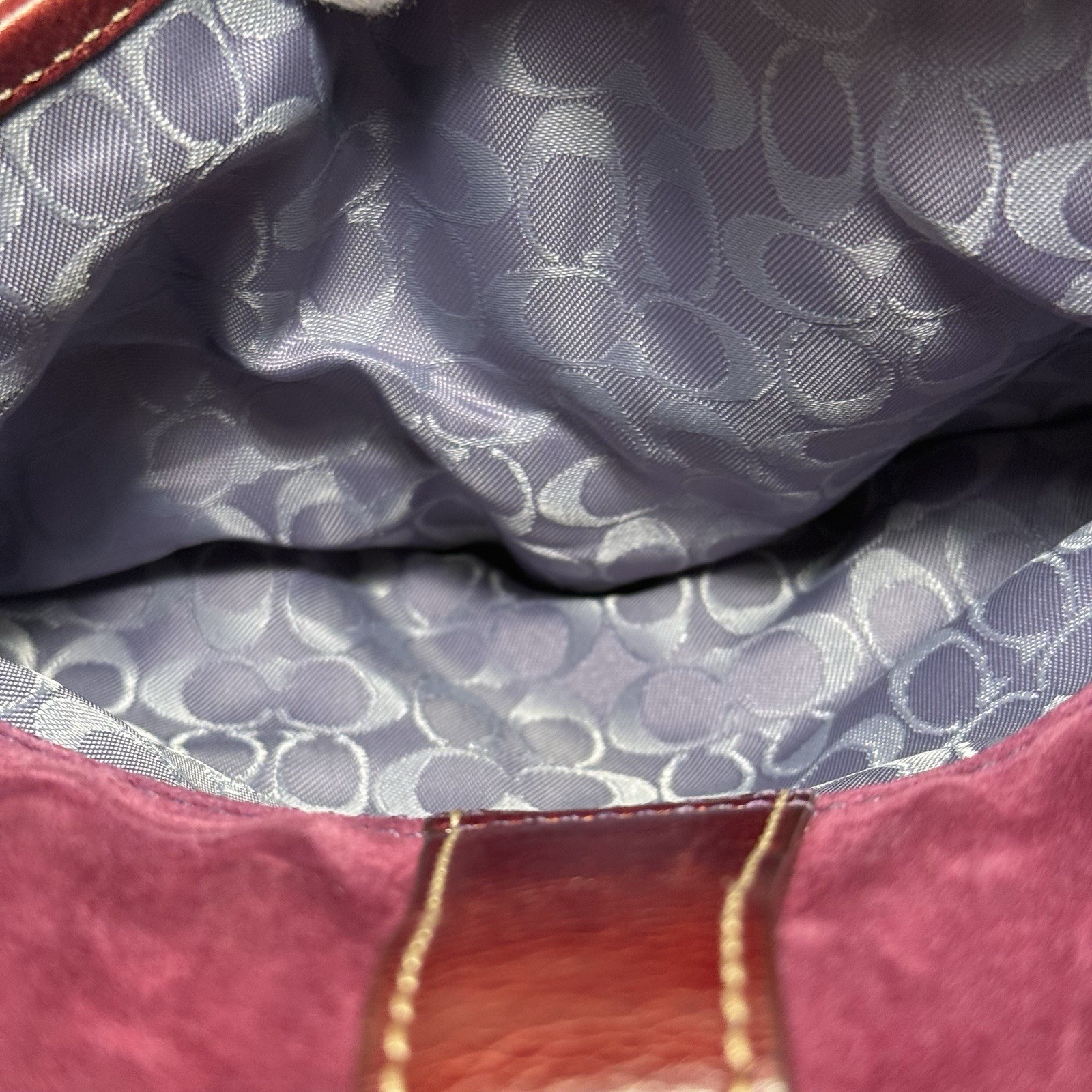 RARE Coach SoHo Shoulder Bag Purple Suede Vintage Buckle Bordeaux Flap Crossbody