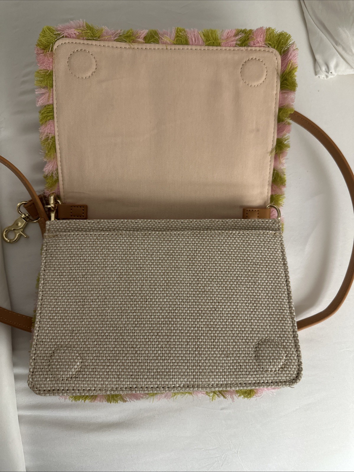 NWT SPARTINA 449 Honey Horn Mod Floral Embroidered Fringe Clutch Crossbody Bag
