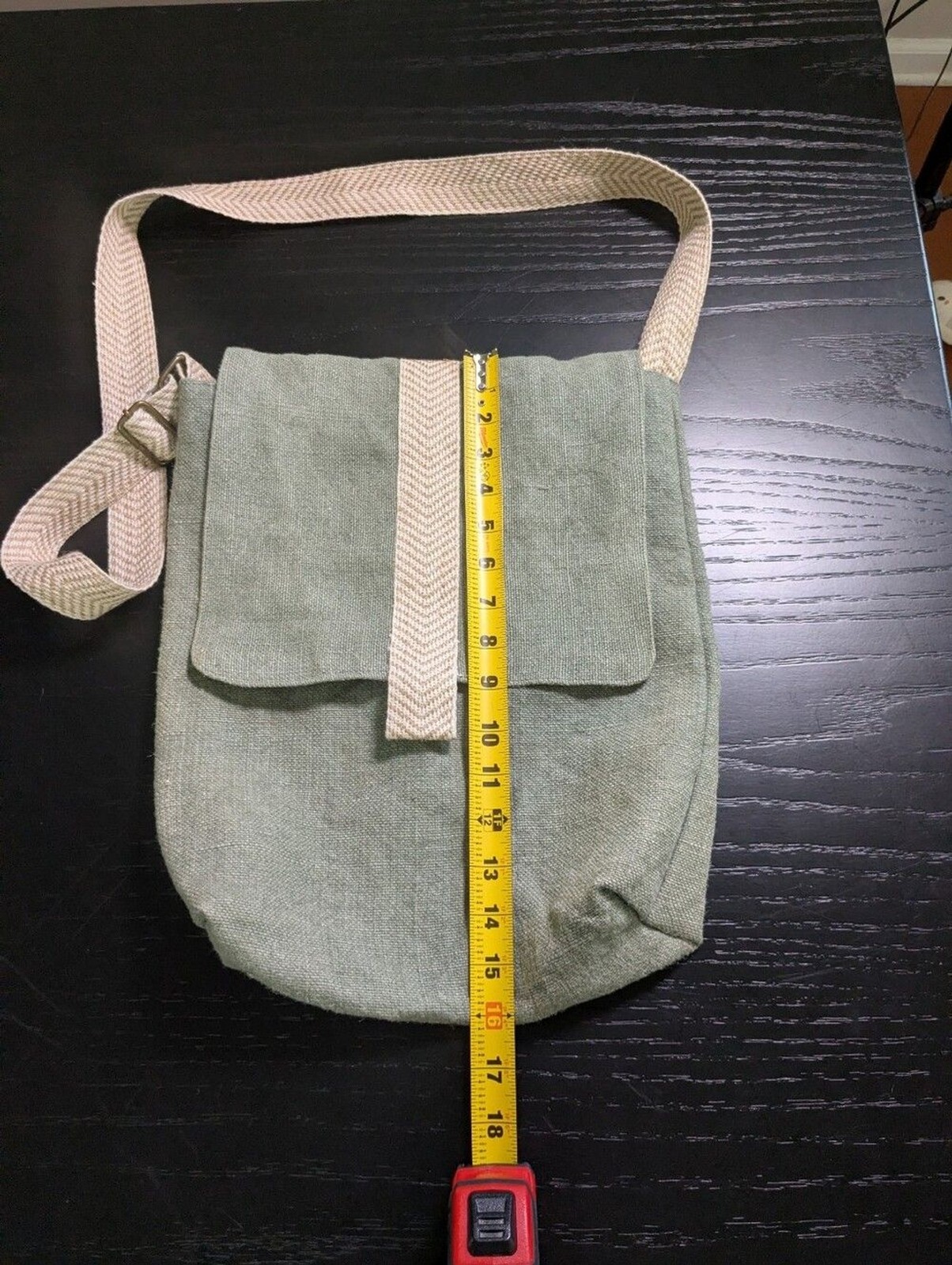 Sage Green Canvas Crossbody Bag Boho Festival Chevron Strap Purse