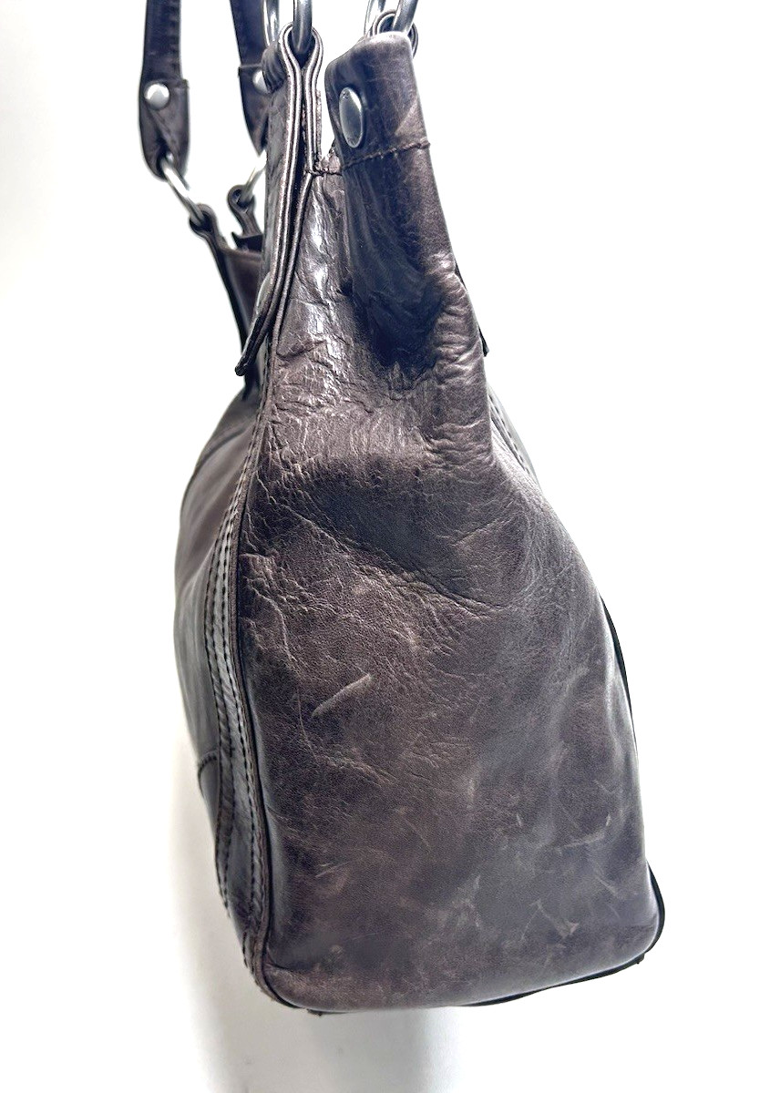 FRYE Melissa Tote Bag Shopper Dark Brown Grain Leather Shoulder Strap Handbags