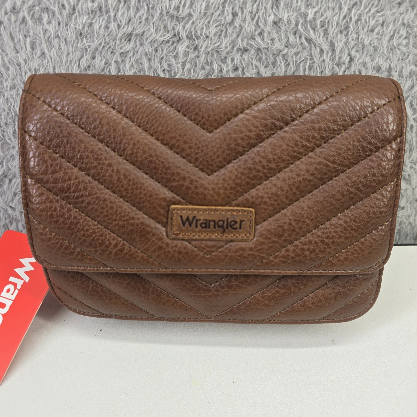 Wrangler Crossbody Purse Quilted Wallet 3 Piece Set Small Coffee Brown Leather