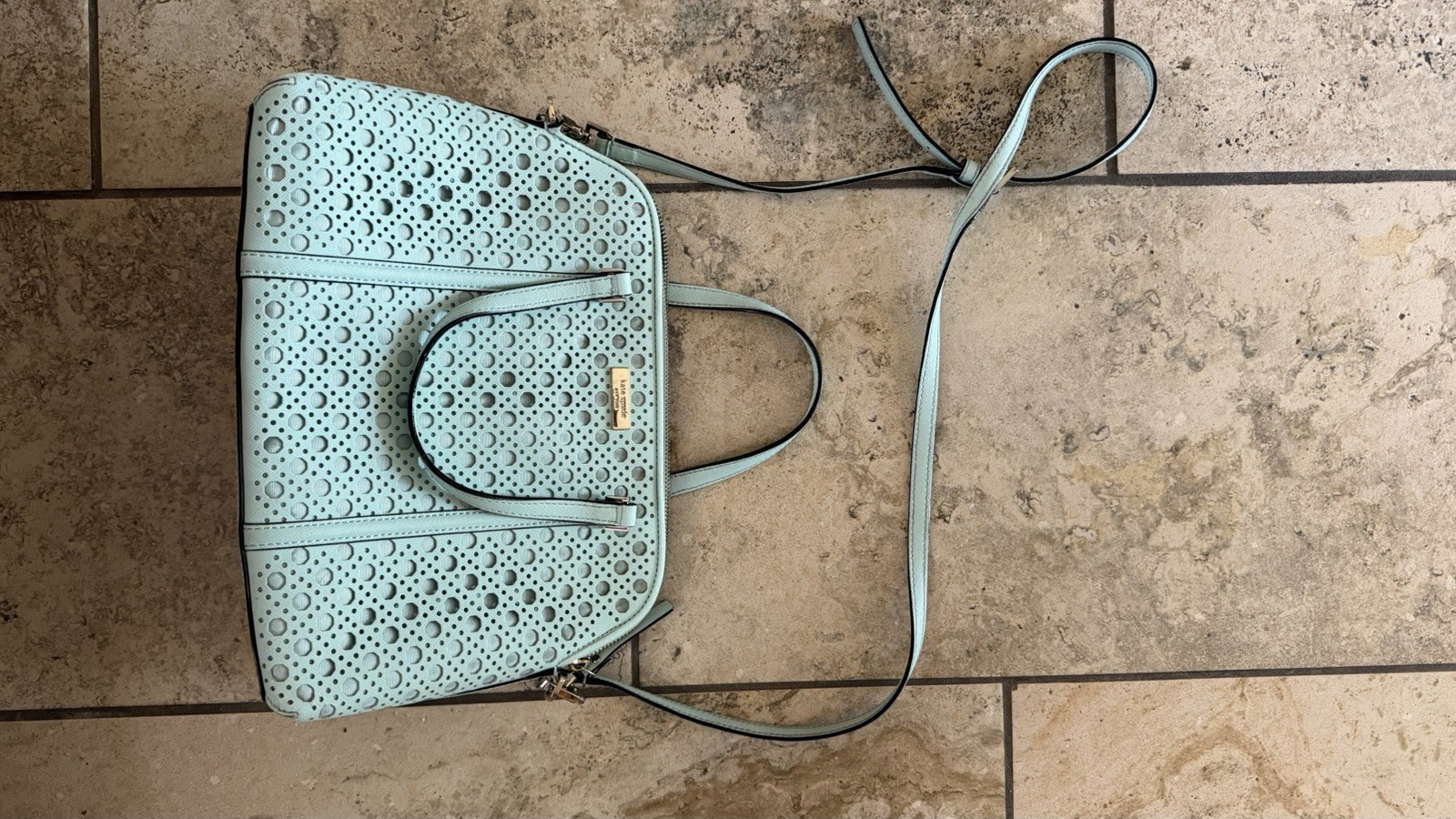 Kate Spade New Newbury Lane Leather Crossbody Purse Robin Egg Blue