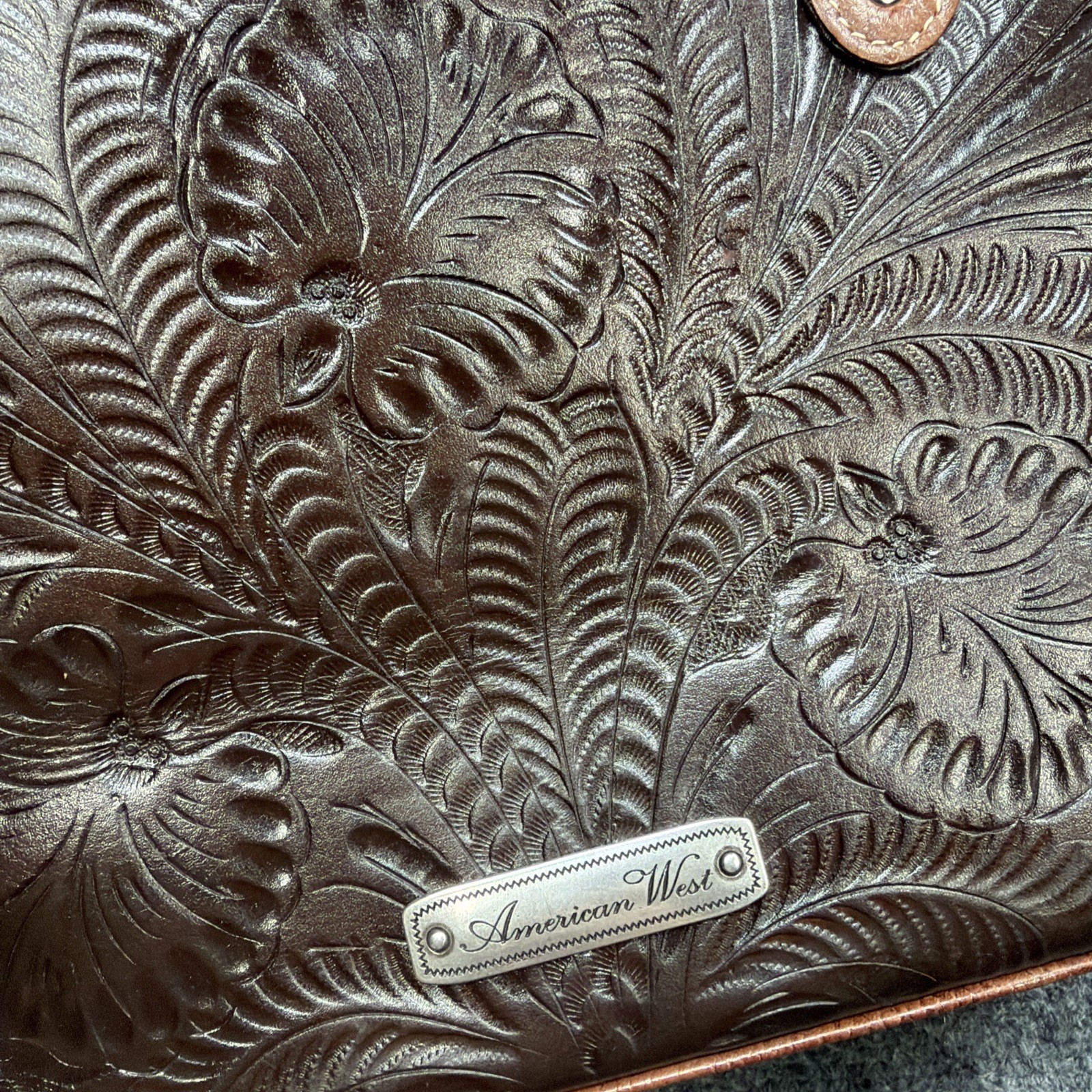 American West Hand-Tooled Leather & Hair-On Hide Western Studded Purse Bag New!!