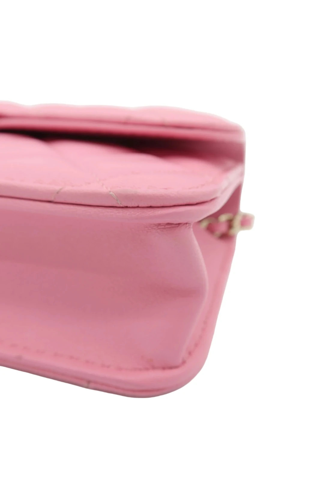 CHANEL Lambskin Quilted Mini Top Handle Flap Bag in Pink
