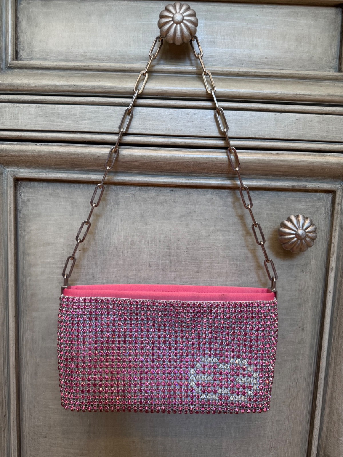 escada crystal purse flamingo pink