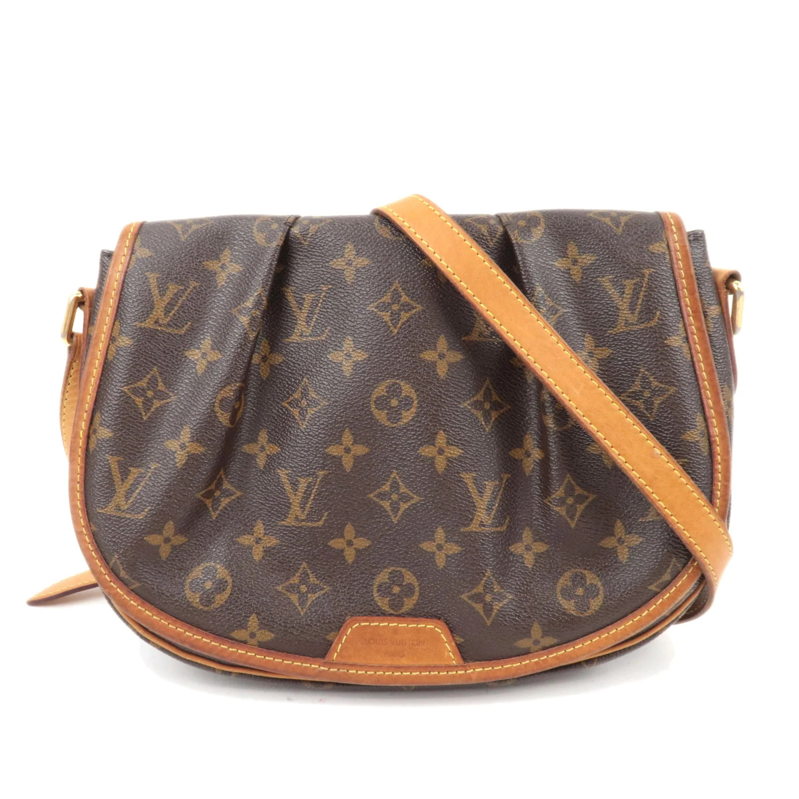 Louis Vuitton Monogram Menilmontant PM Shoulder Bag Gold HDW M40474 Authentic