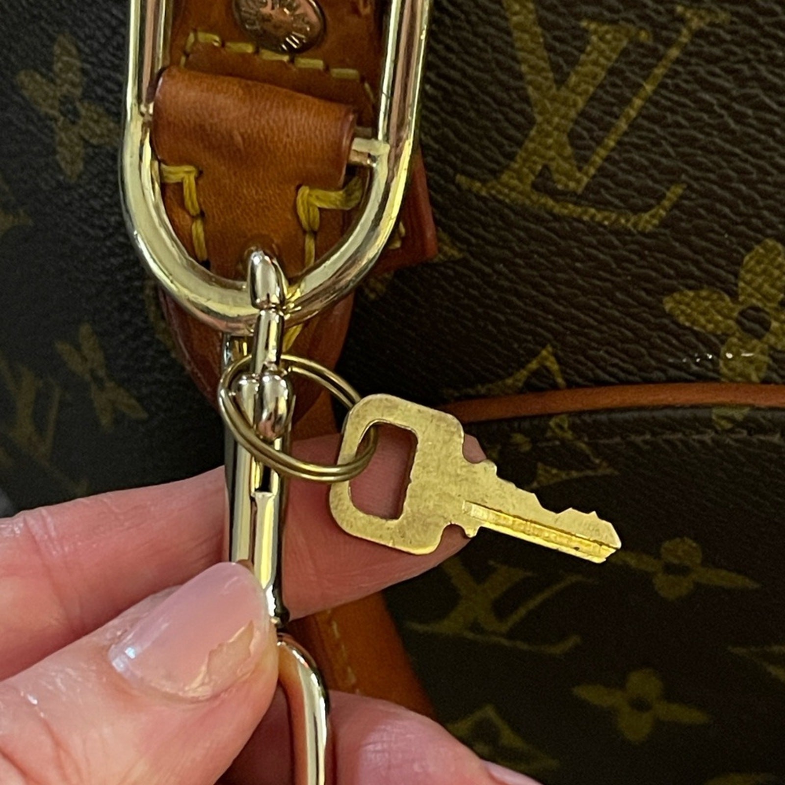 Louis Vuitton Ellipse Brown and Tan Hand Bag-EUC Plus-Padlock/Key
