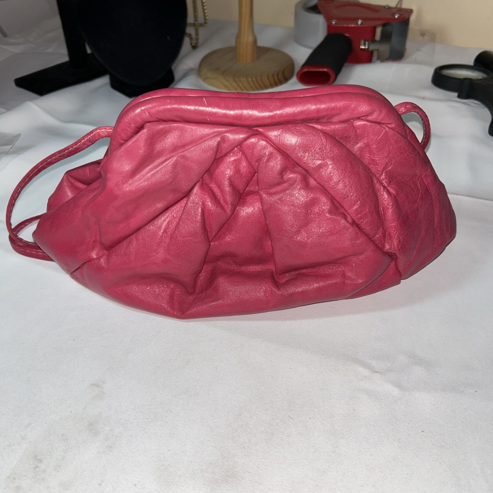 Park Avenue Int. Pink Leather Purse 23” Hang, 12 1/2” Wide, 8” Tall