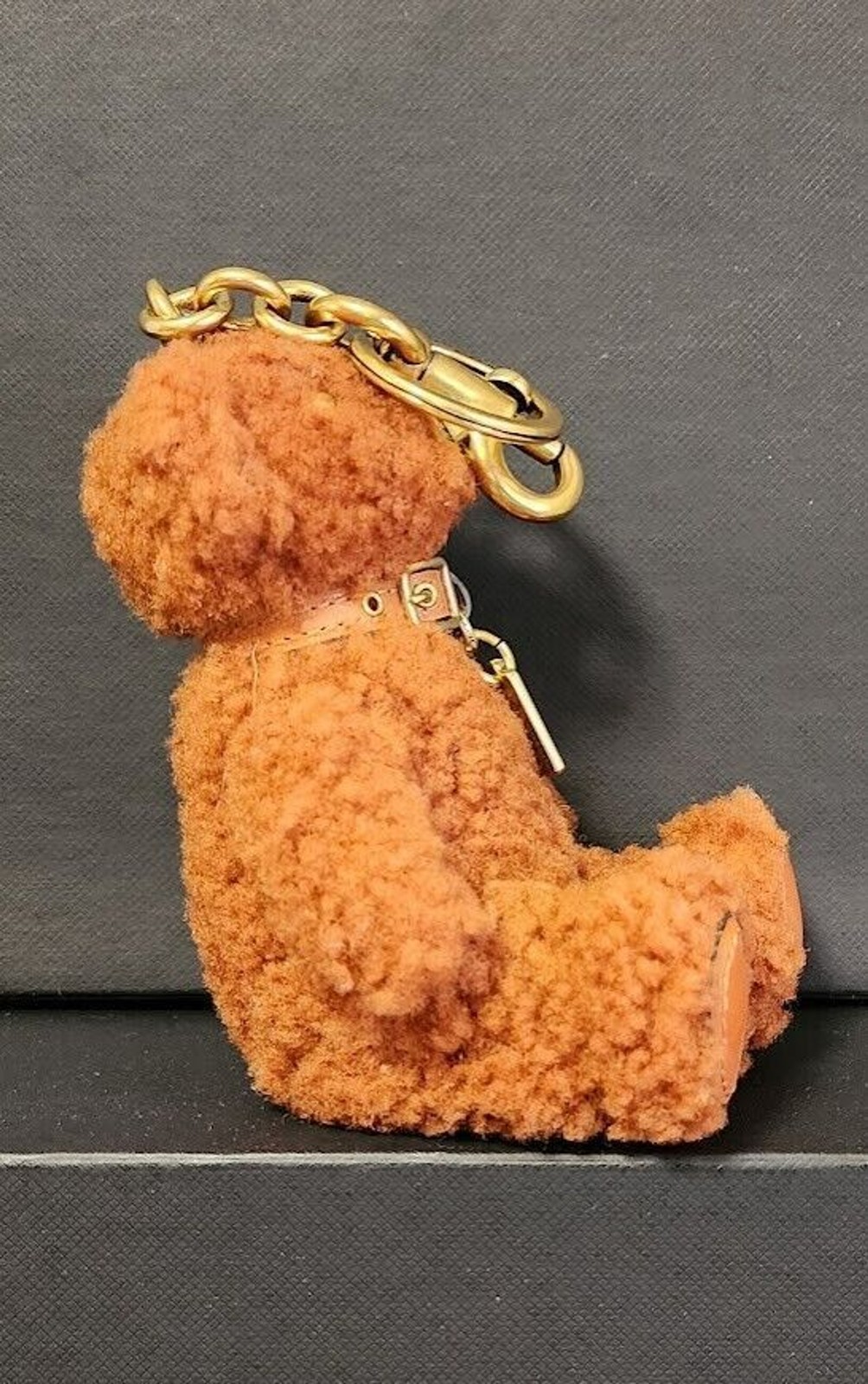 Coach Curly GINGER Gingy Shearling and Leather Teddy Bear Bag Charm ~V/RARE