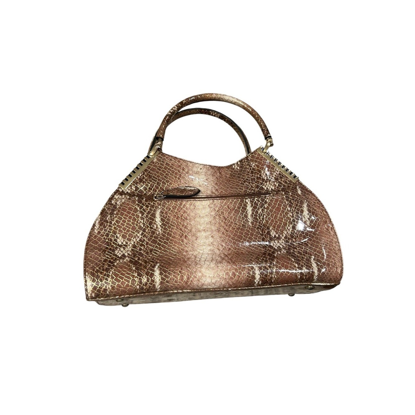 Eliox European Snake Embossed faux Leather Patent Women’s Hand Bag NWT Gold Tone