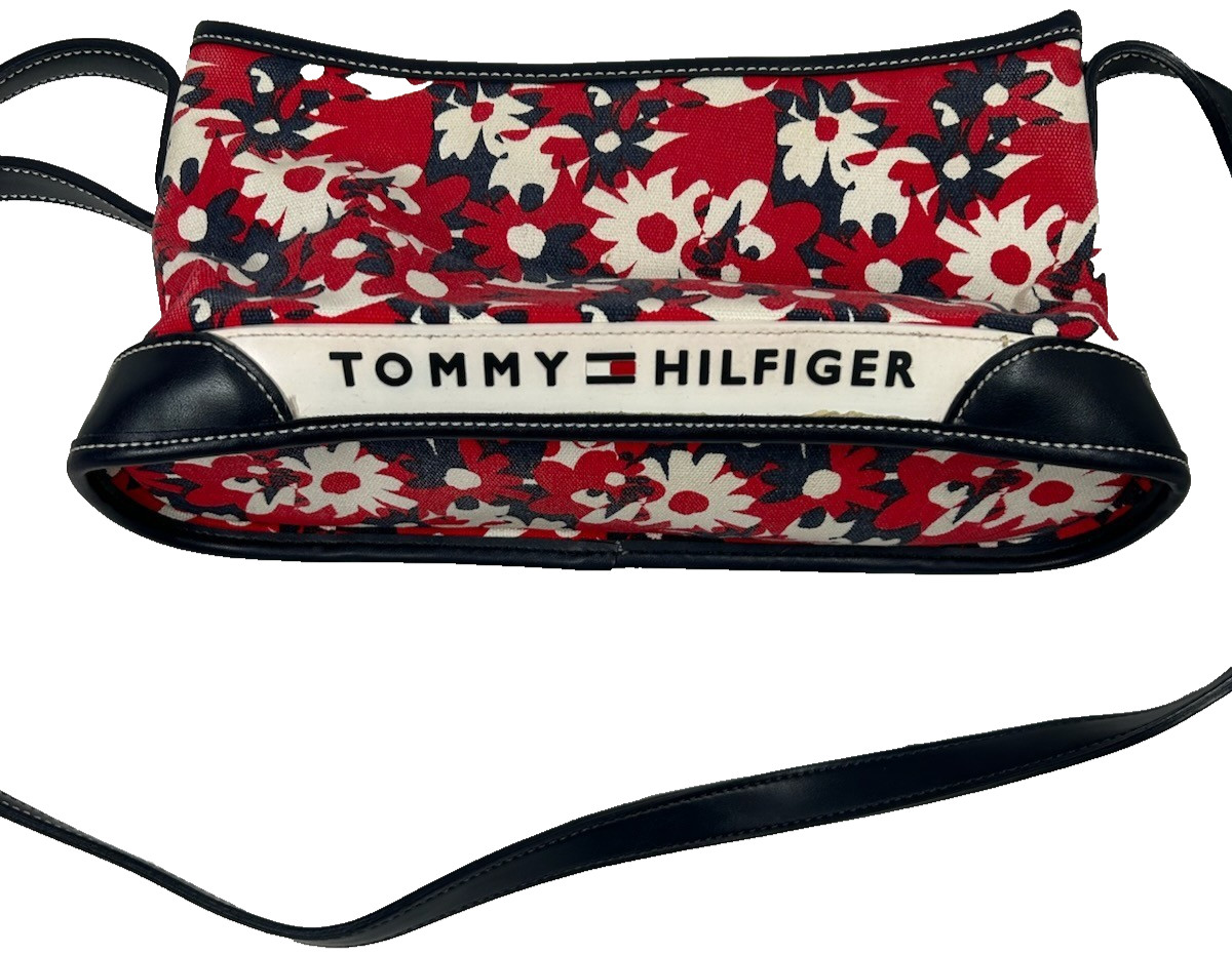 Vintage Y2K Red White Blue TOMMY HILFIGER Small Spell Out Purse Handbag!