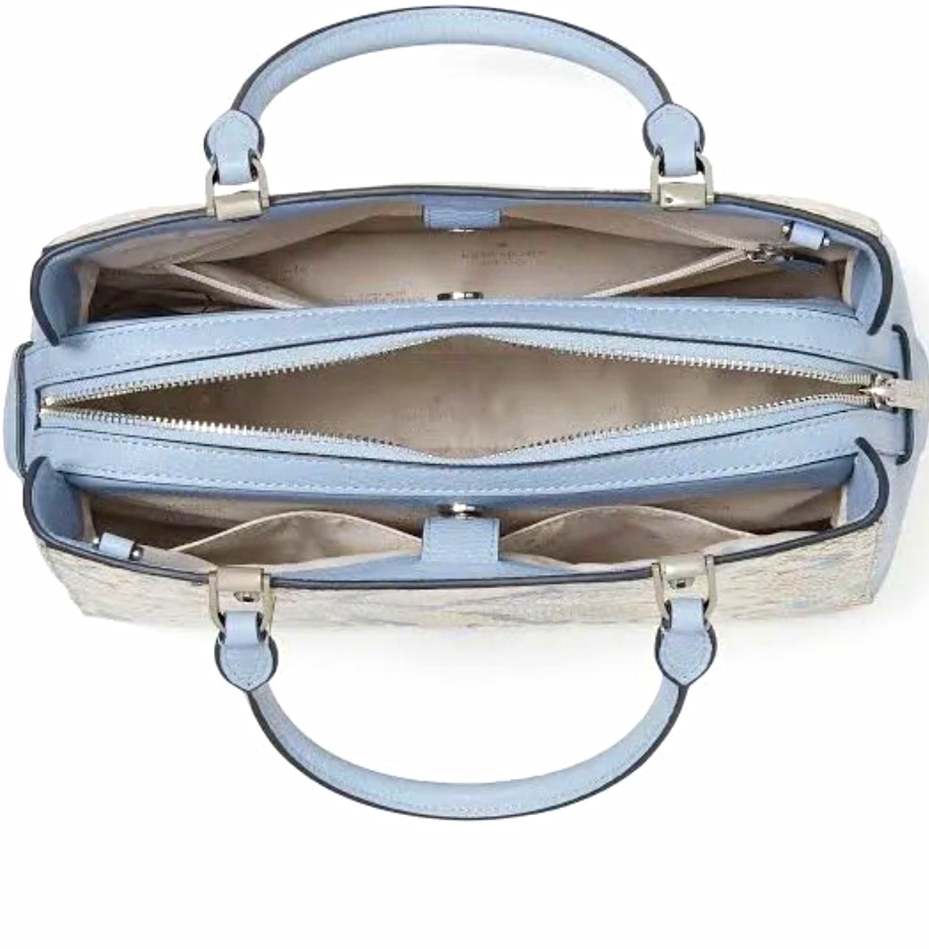 Kate Spade New York Leila Medium Embossed Snake Print Satchel Blue/Beige