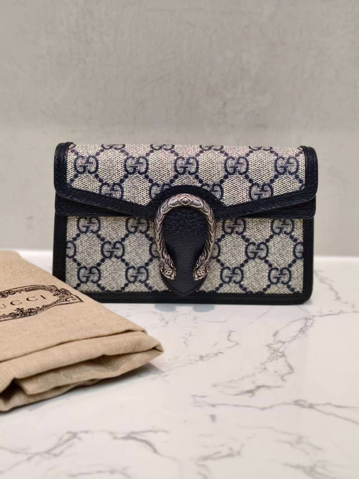 Gucci Dionysus Mini Chain Bag, Dark Navy & Black