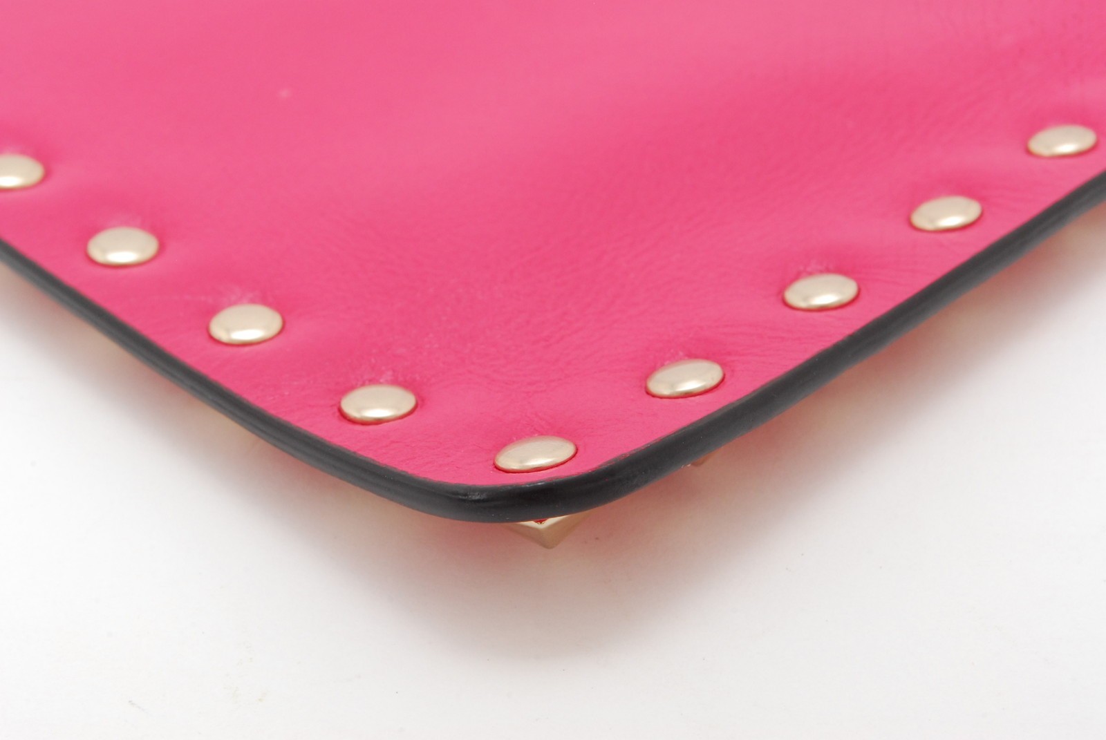 VALENTINO GARAVANI Clutch Bag Rock Stud Leather Purse Pink　*Rank A*