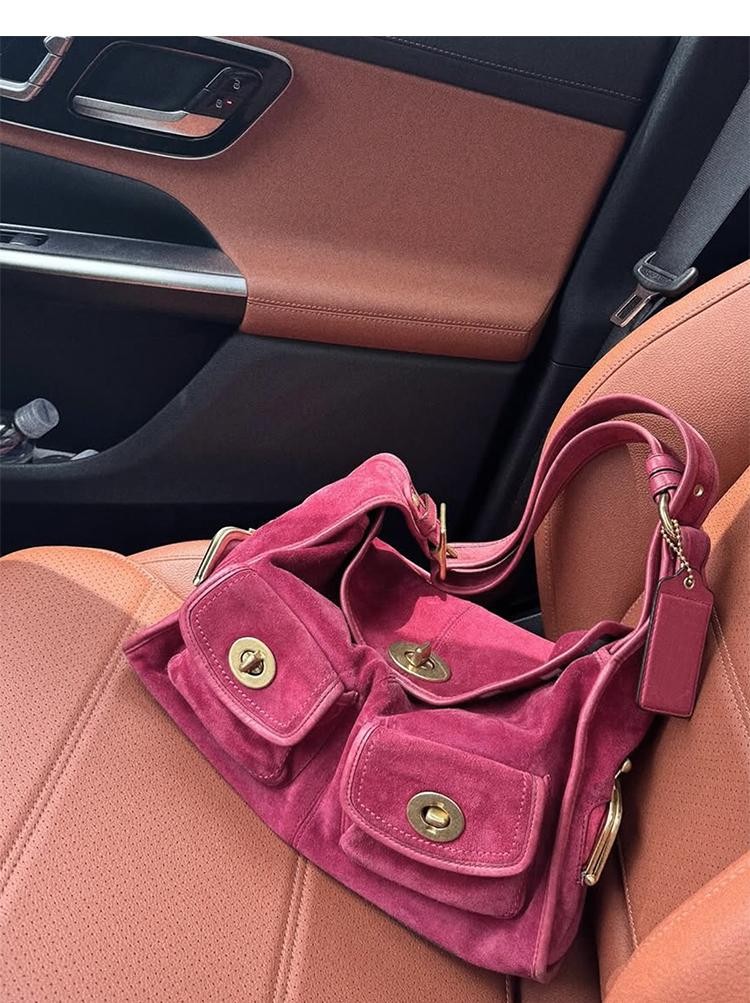 Casual Commuter Large Capacity Suede Pillow Bag Single Shoulder Crossbody Bag