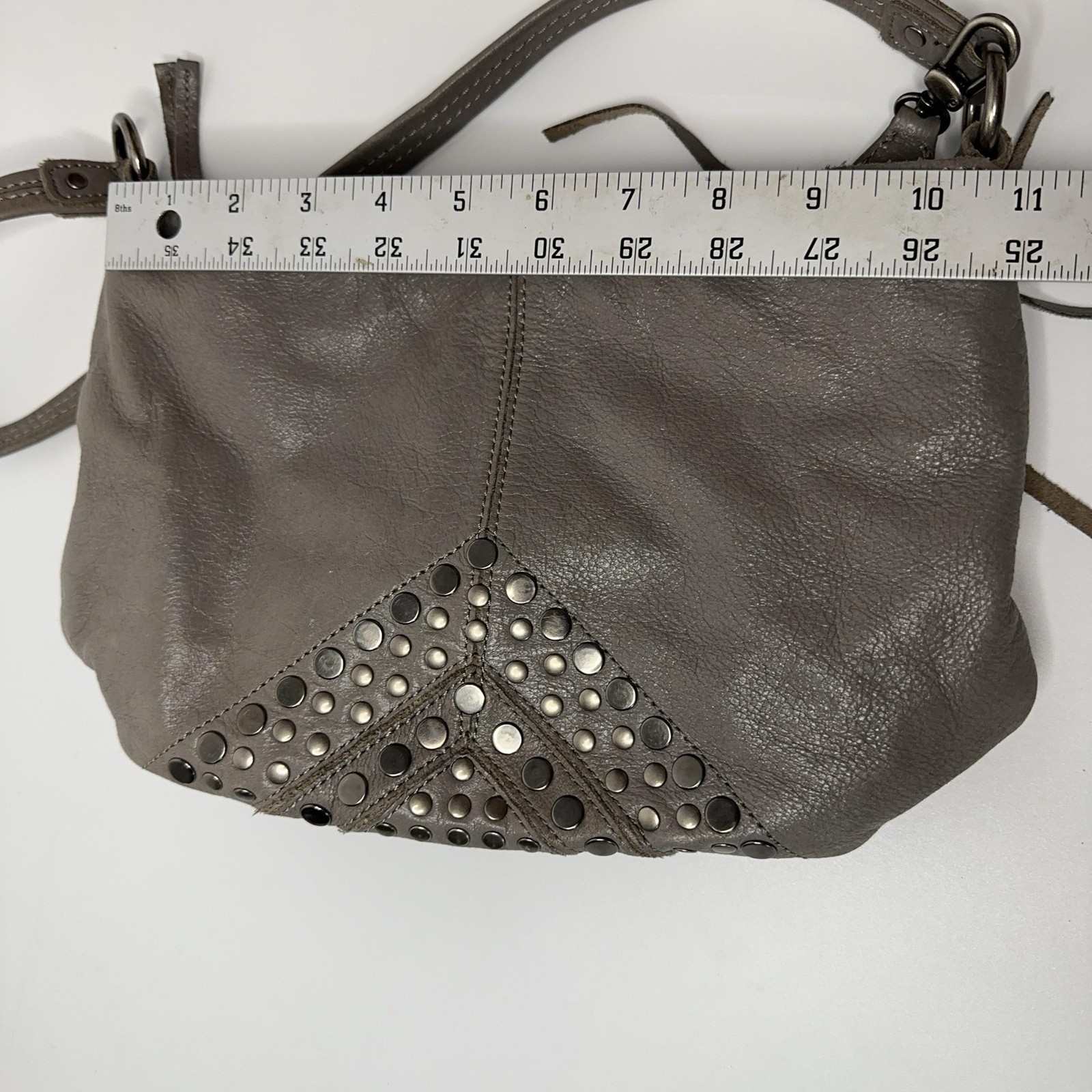 The Sak Indio Boho Bag Womens Small Gray Leather Studded Tassel