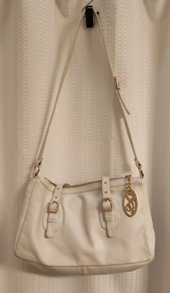 ONNA EHRLICH Derin White Leather Convertible Satchel Purse Shoulder Bag