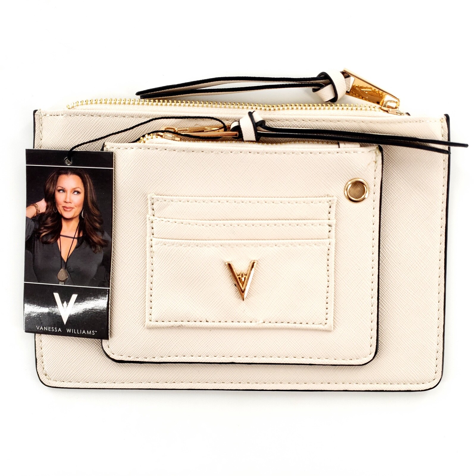 Vanessa Williams Lush Collection Zip Pouch Off White 9″ x 6″ Brand New w/ Tag