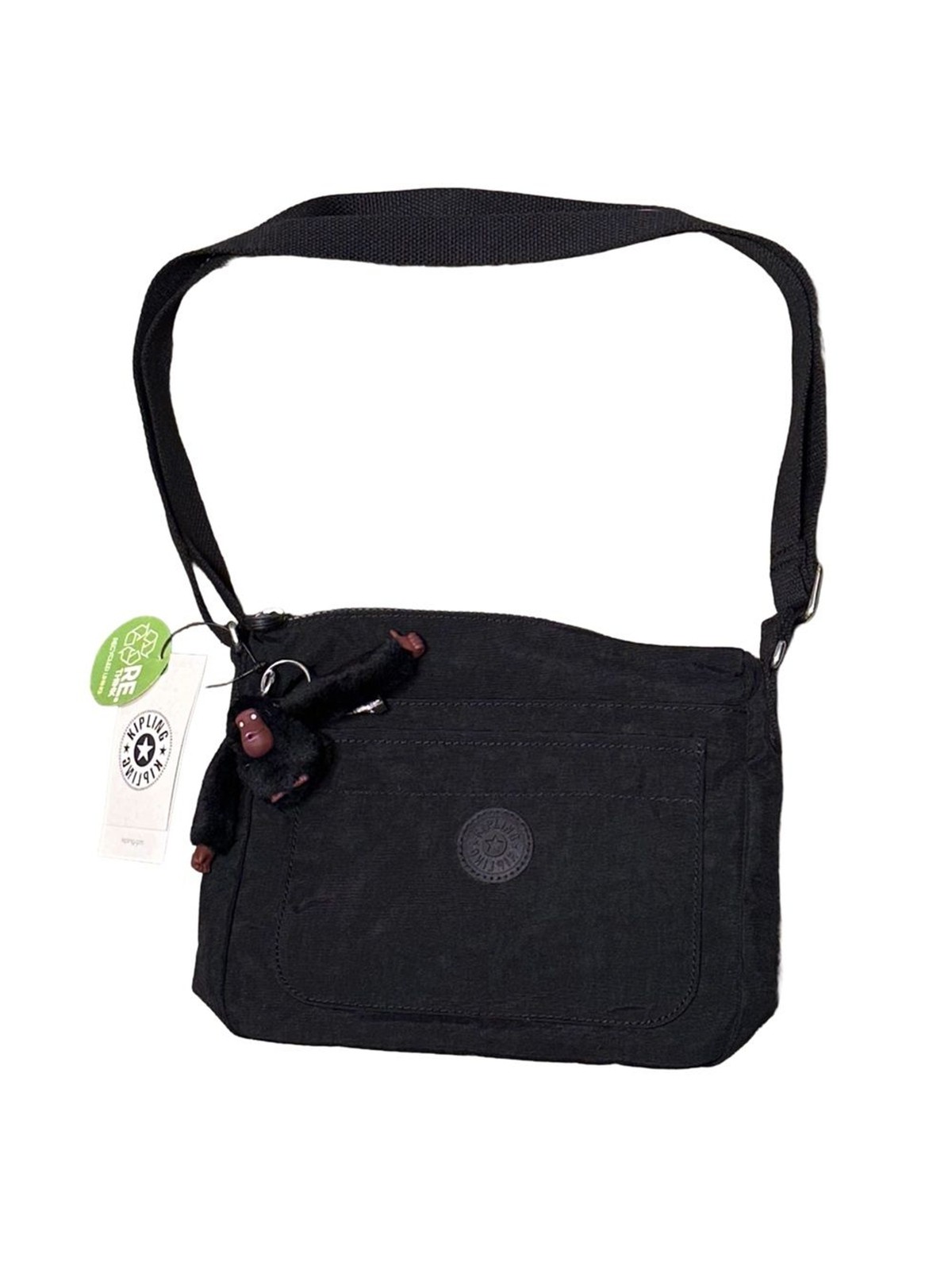 NWT Kipling Black Nylon Crossbody Bag Monkey Charm