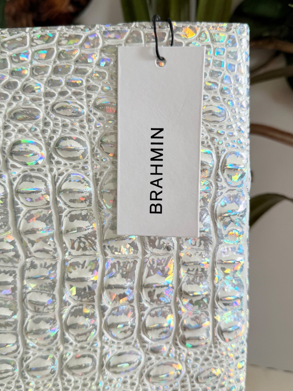 💎 Rare NWT Gorgeous Brahmin Reflect Silver Hologram Leather Journal w/ EYE 💎