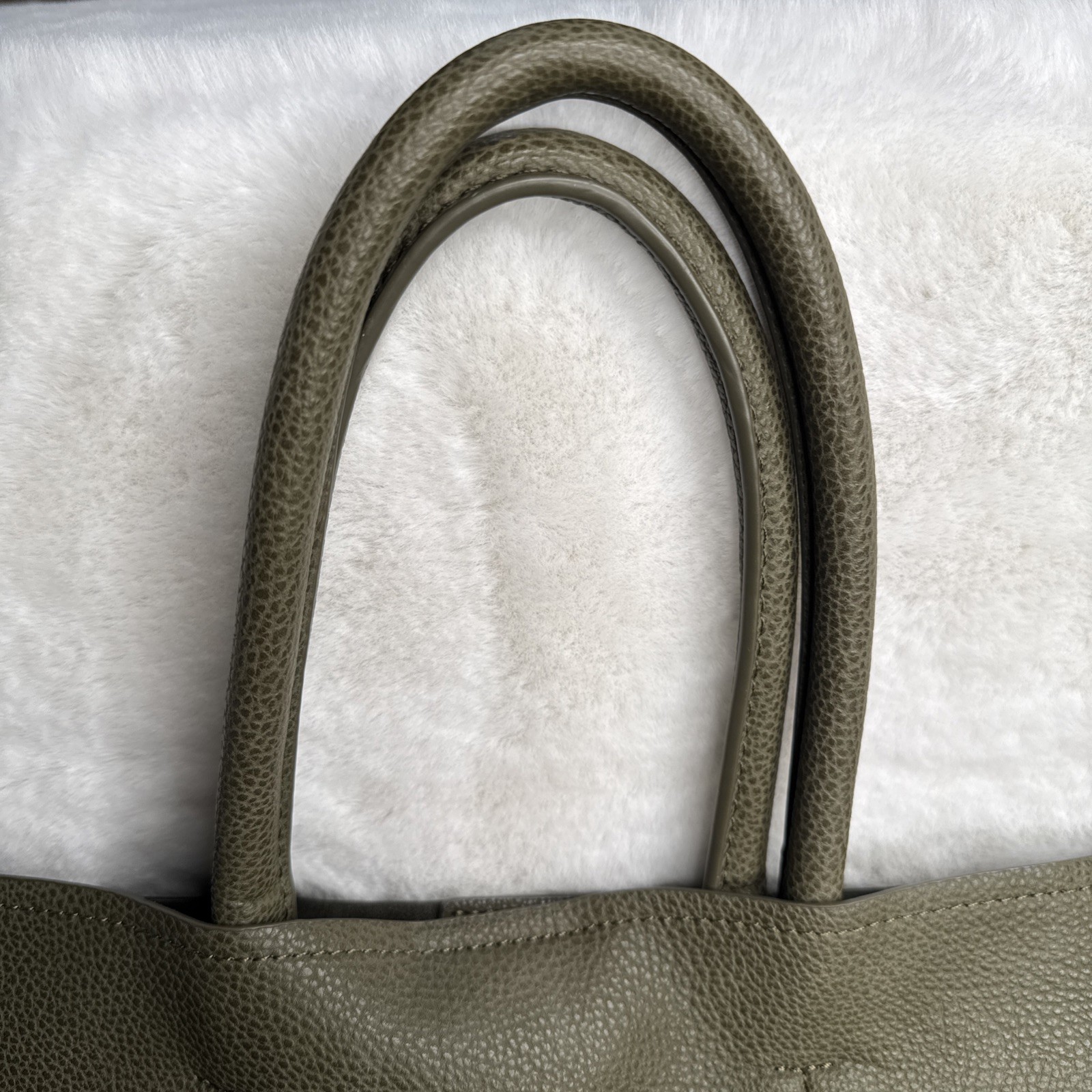Deux Lux Large Faux Leather Tote Handbag Olive green w/o Strap