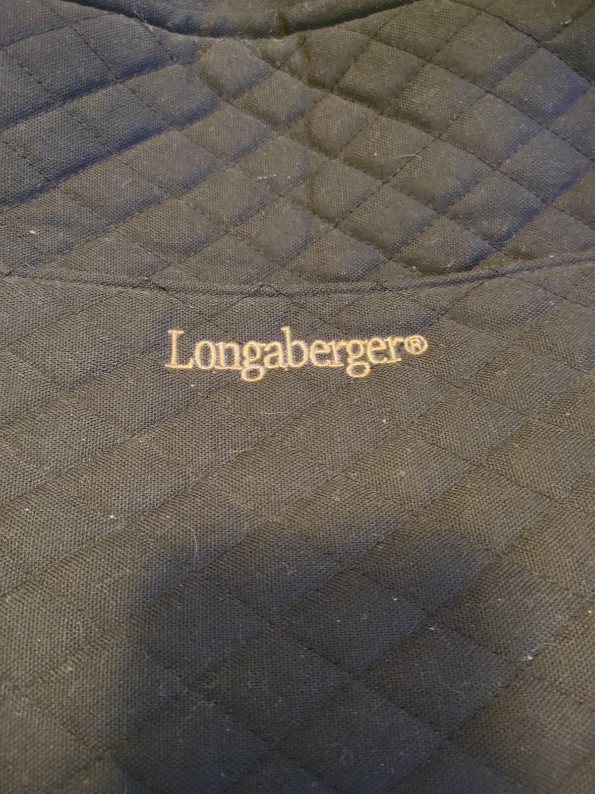 Longaberger Zip Tote Bag Quilted Black Khaki Floral 2007 18 Inch
