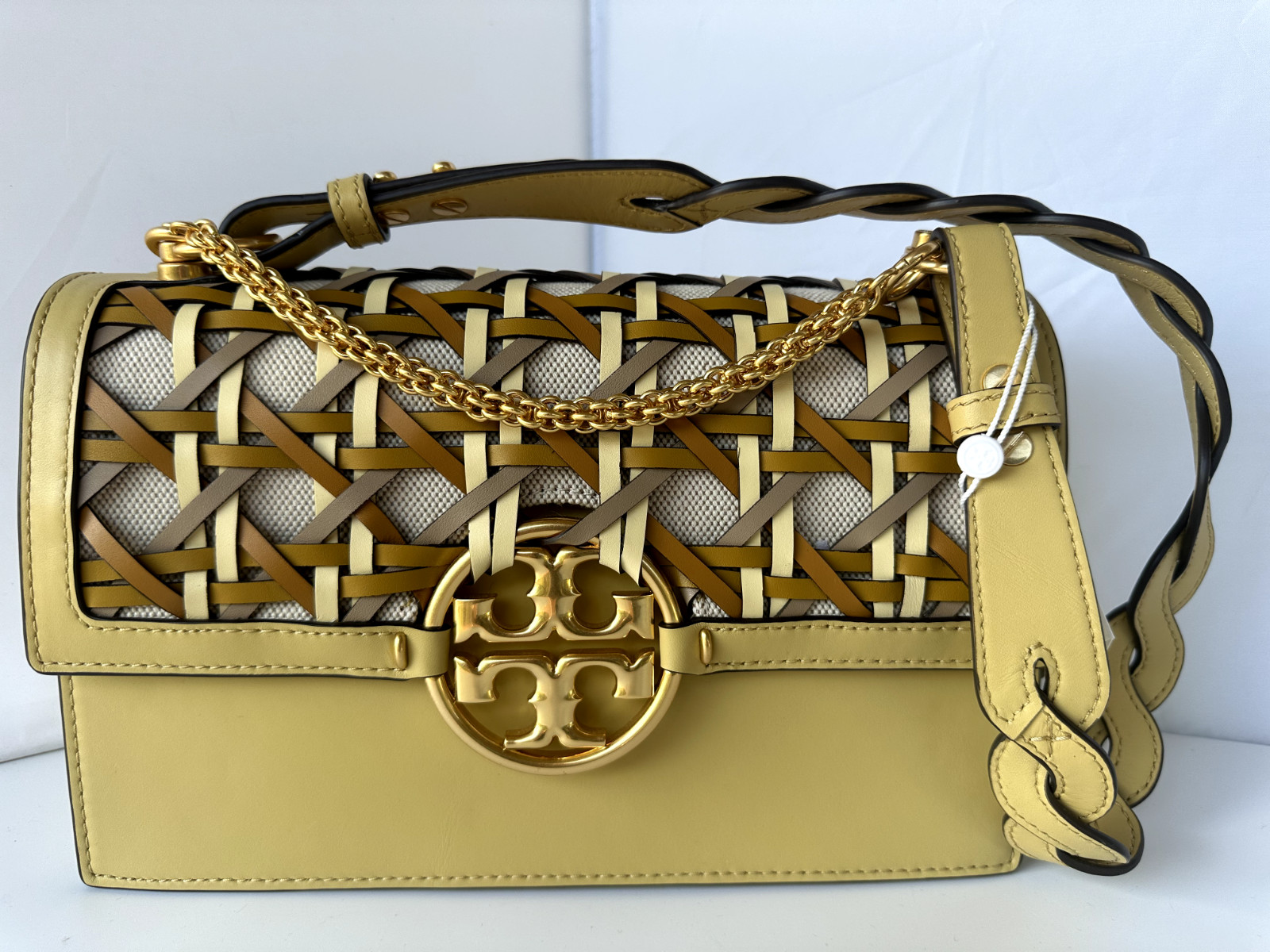 New Tory Burch Women’s Bag Miller Basketweave Shoulder Handbag
