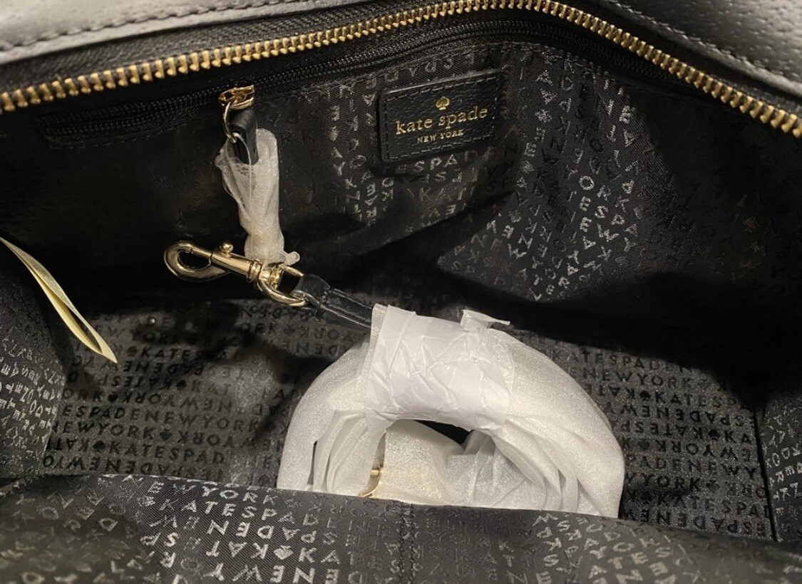 NEW💕$375 Kate Spade New York Grove Street Caley Leather Satchel, Black&White