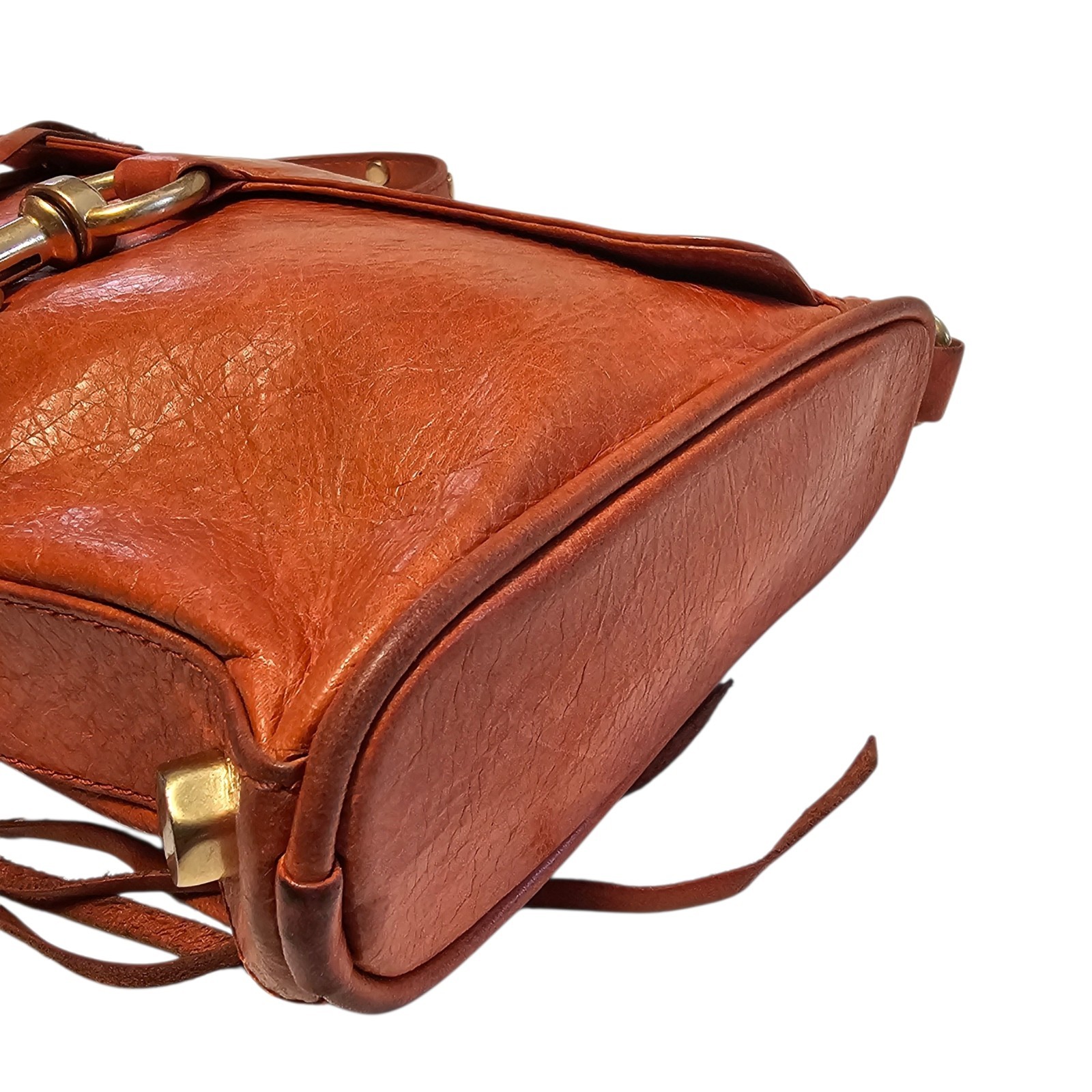 REBECCA MINKOFF MINI MAC Cognac Brown Crossbody Leather Handbag Chain Strap