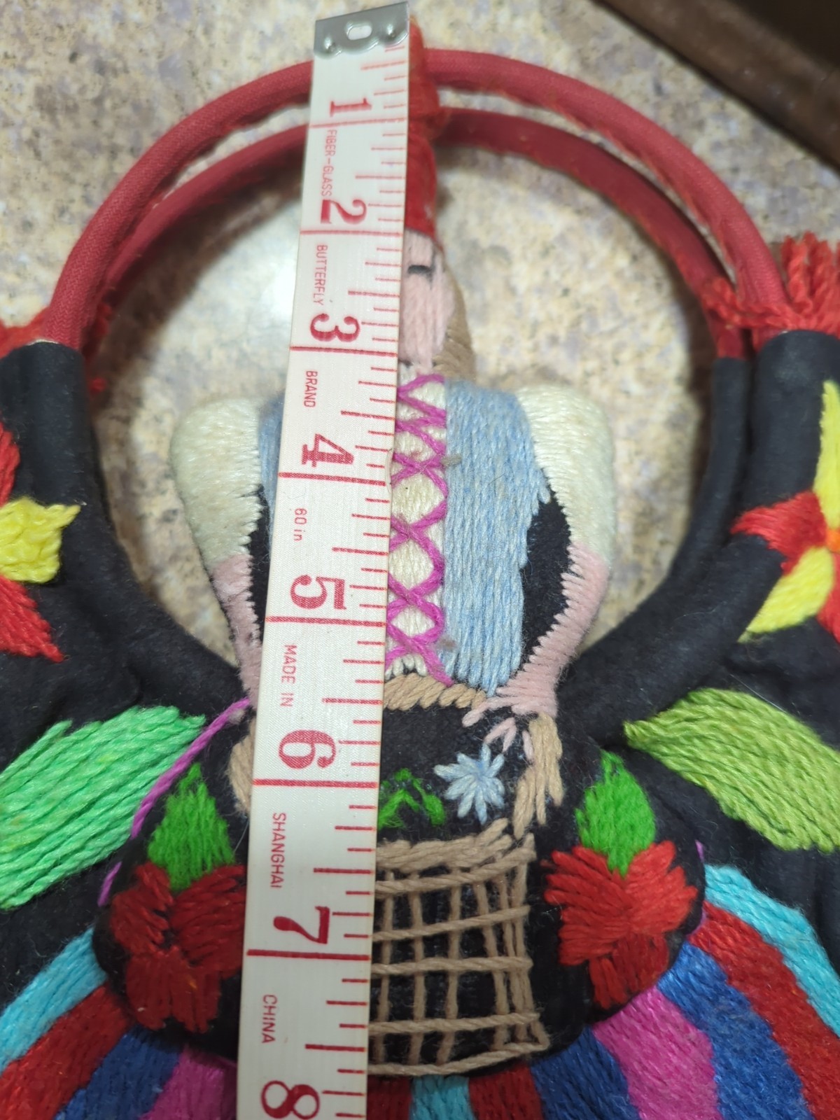 Vintage Handmade Yarn Stitched Embroidered Purse St. Maarten Souvenir