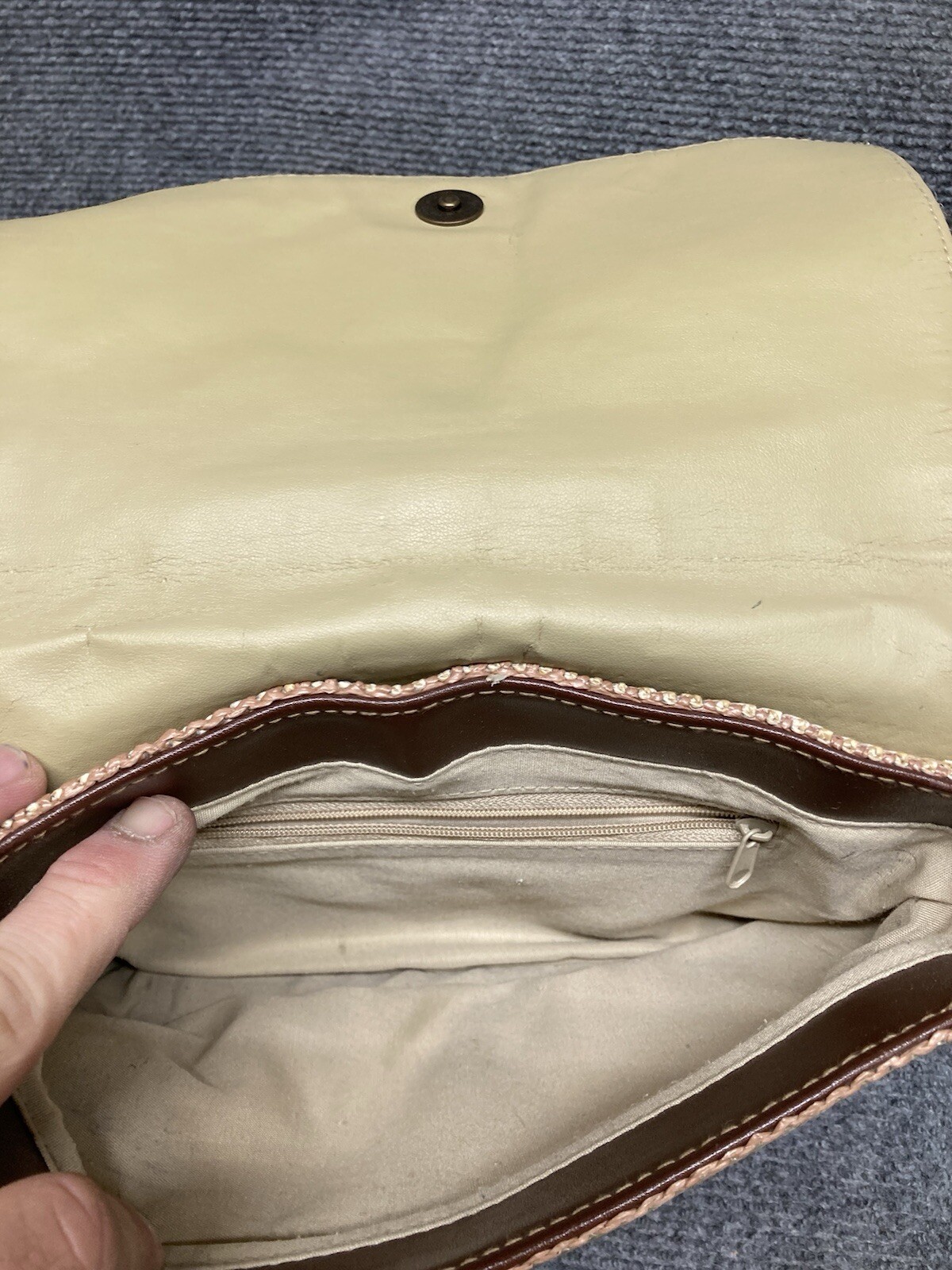 Cherokee straw weave crossbody Purse With Brown Leather Strap