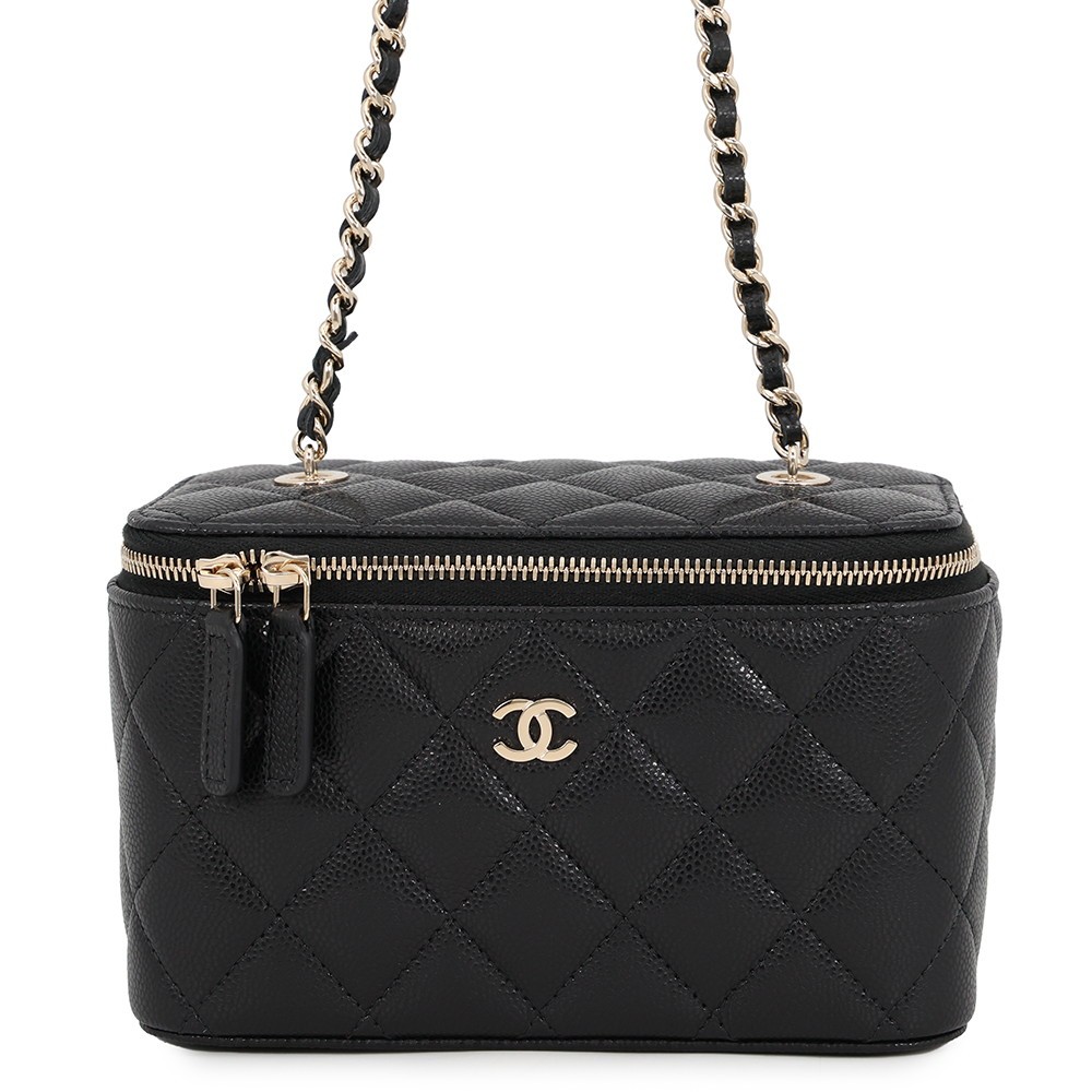CHANEL Matelasse Vanity ChainShoulder Bag Size 360 Calfskin Black AP1341