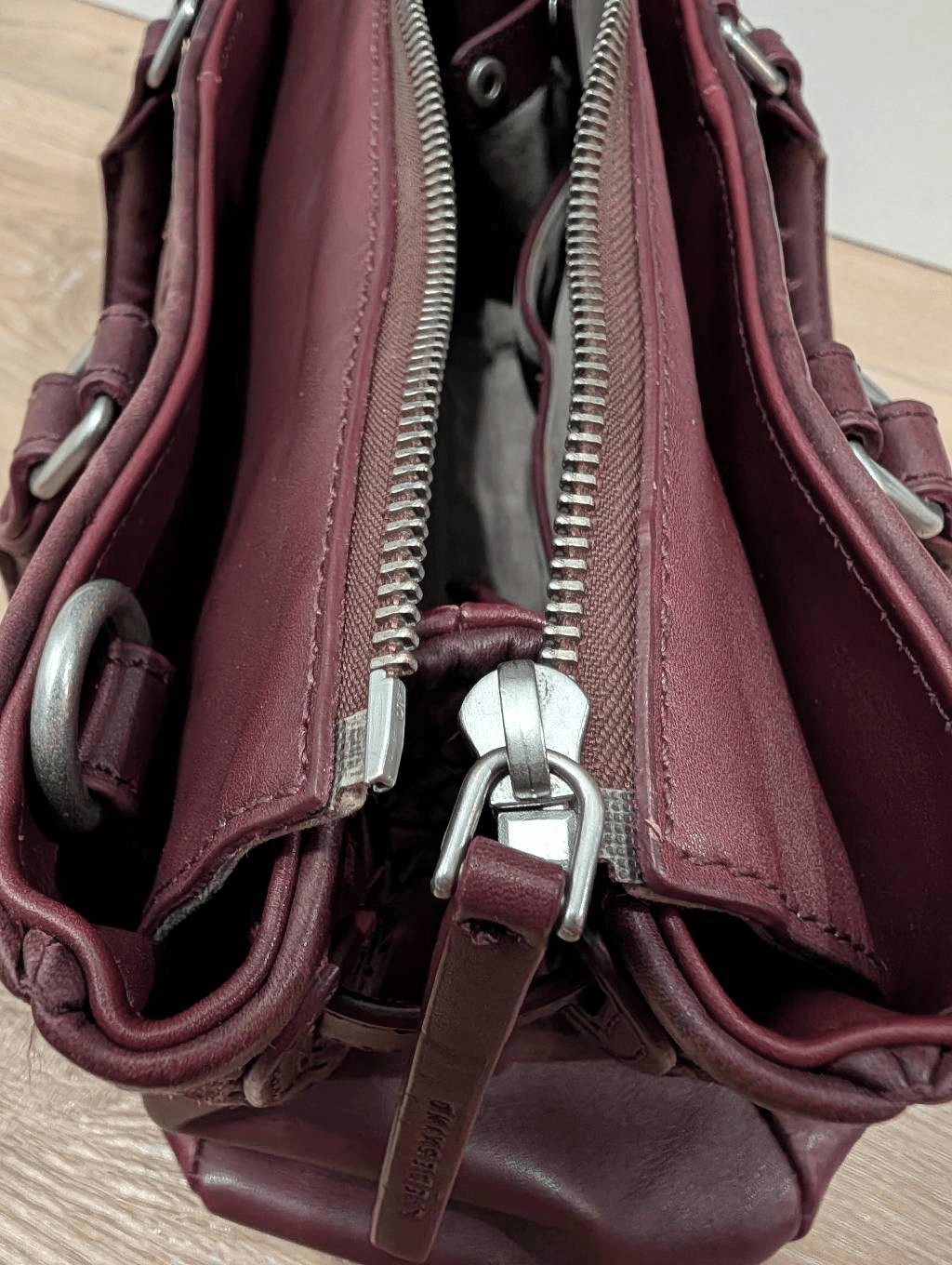 Liebeskind Berlin “Georgia” Leather Satchel Handbag Merlot No Crossbody Strap