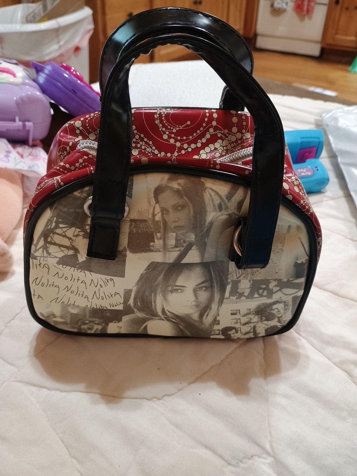 Nolita Photo Print Vintage Y2K Bowler Style 6 Inch Bag