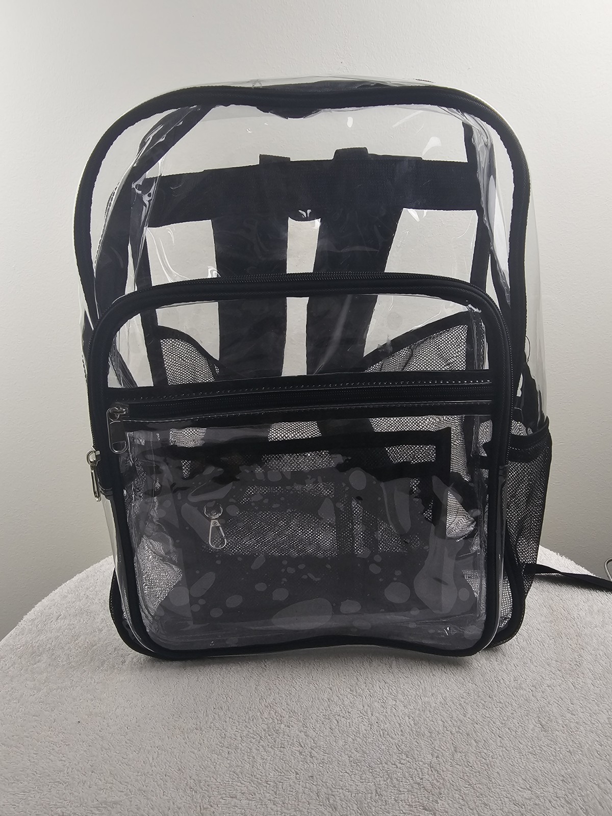 Clear Backpack – Heavy‑Duty PVC, Black Trim, Stadium‑Approved