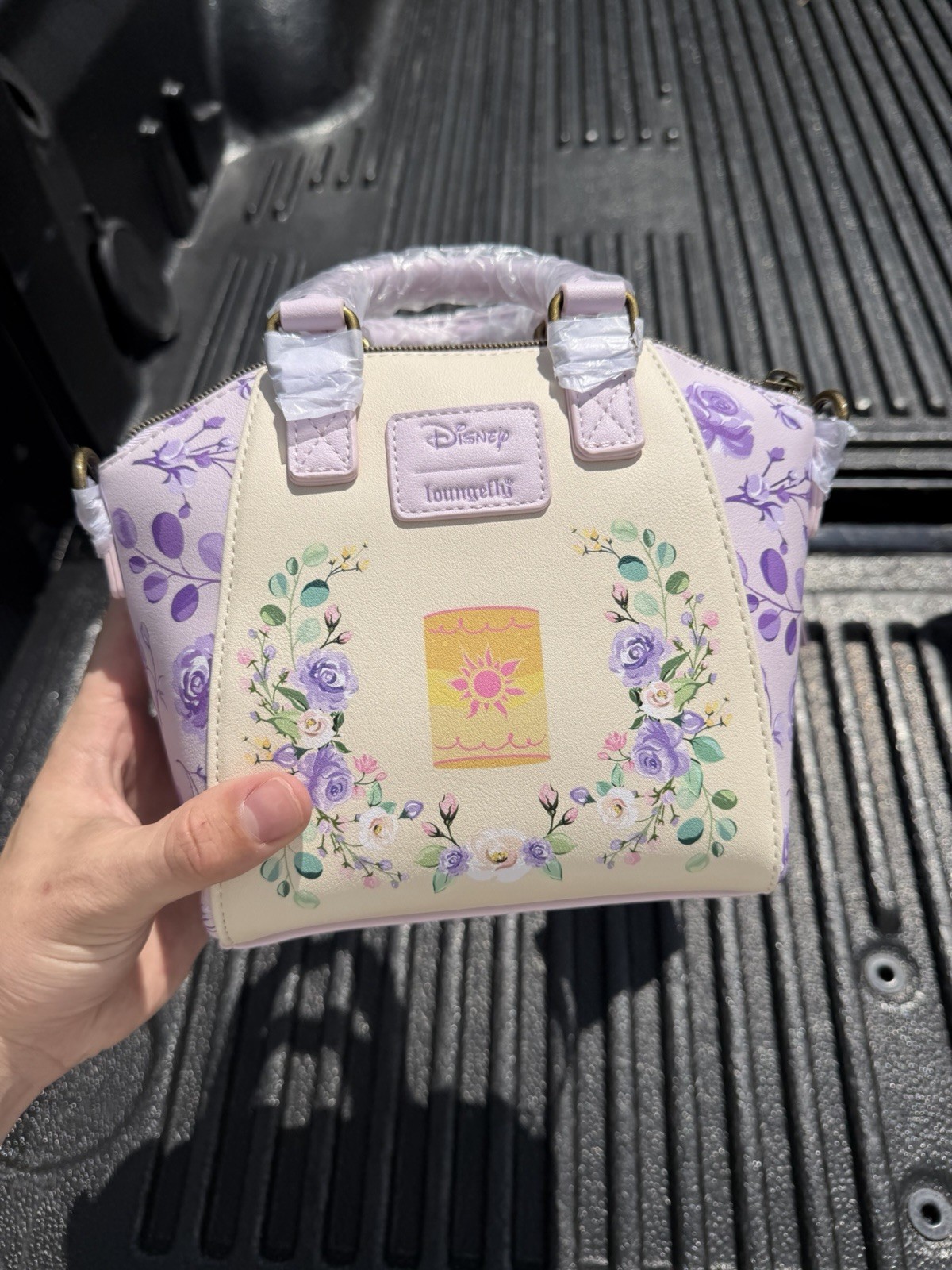 Loungefly Disney Tangled Satchel Rapunzel Pascal Floral Mini Handbag Purse Bag