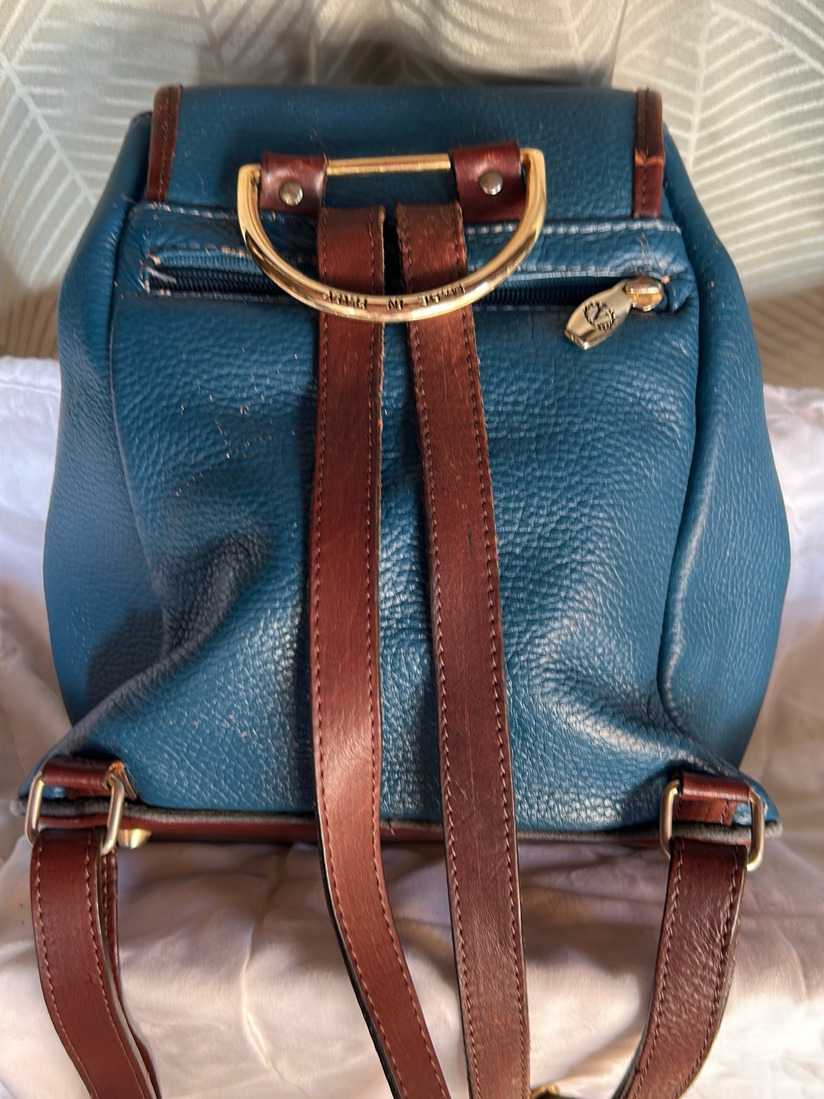 Valentina Leather Backpack Women Blue Made in Italy Handbag Purse Used Good
