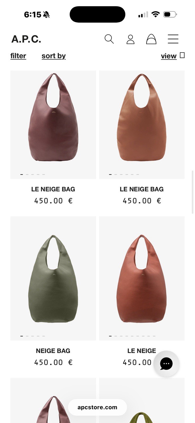 A.P.C. Le Neige Beige Crescent Shoulder Bag w/ Shoulder Strap, Logo Accent